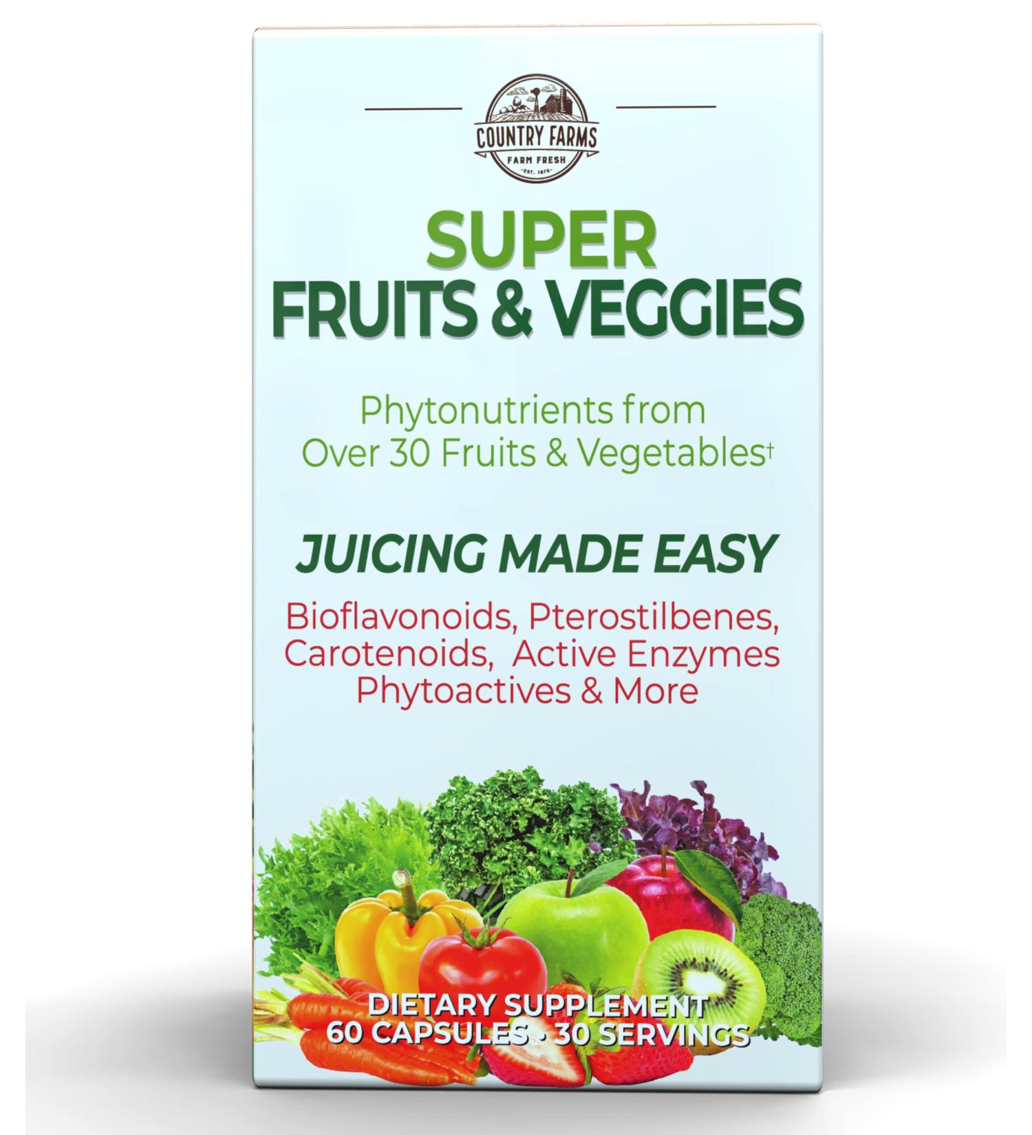 Country Farms Super Fruit & Veggies - Natural Fruit & Vegetable Formula 60 Capsules - Buy Online on GoSupps.com