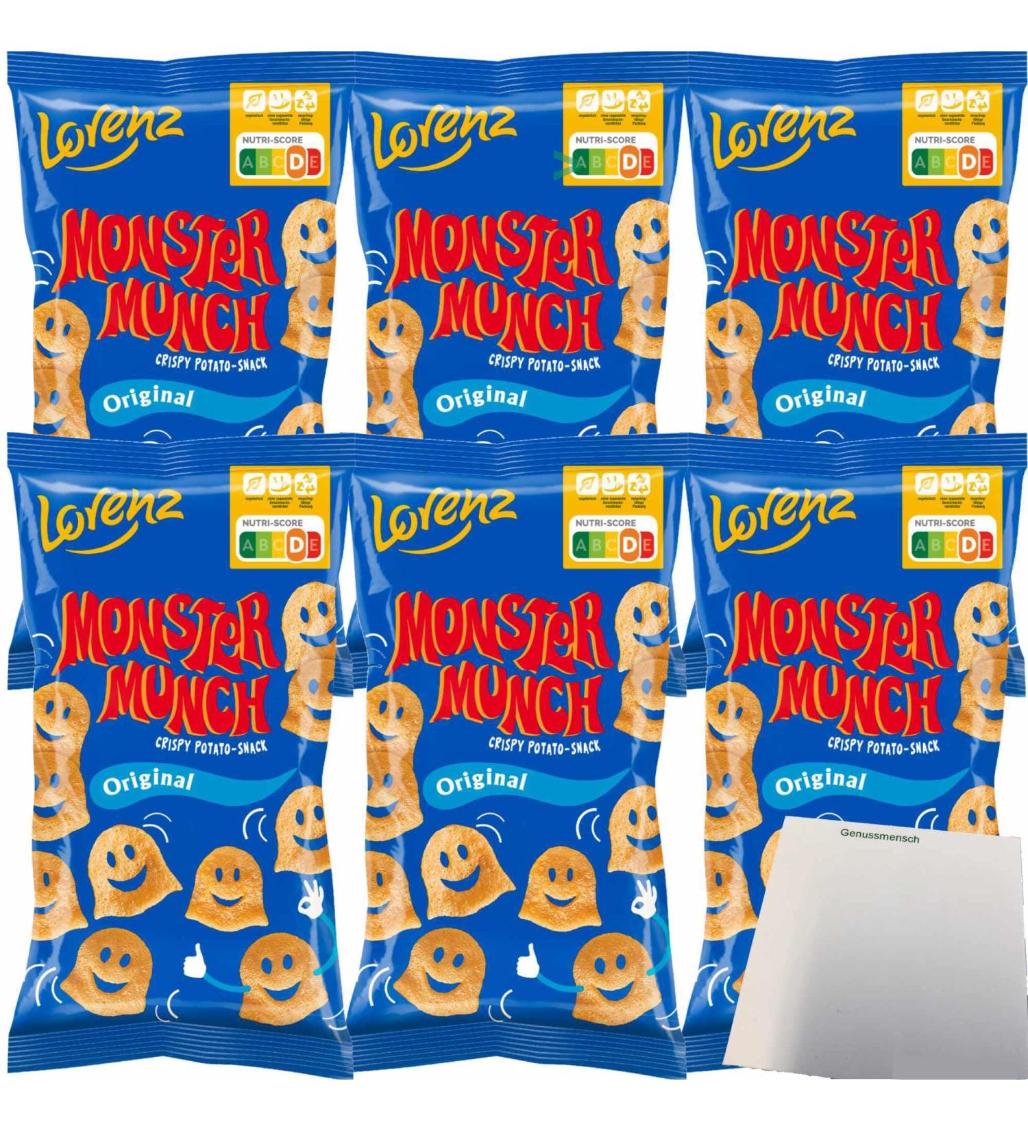 Lorenz Monster Munch Potato Snacks Pack of 6 (6 x 75g Bags) + Usy Block - Buy Online on GoSupps.com