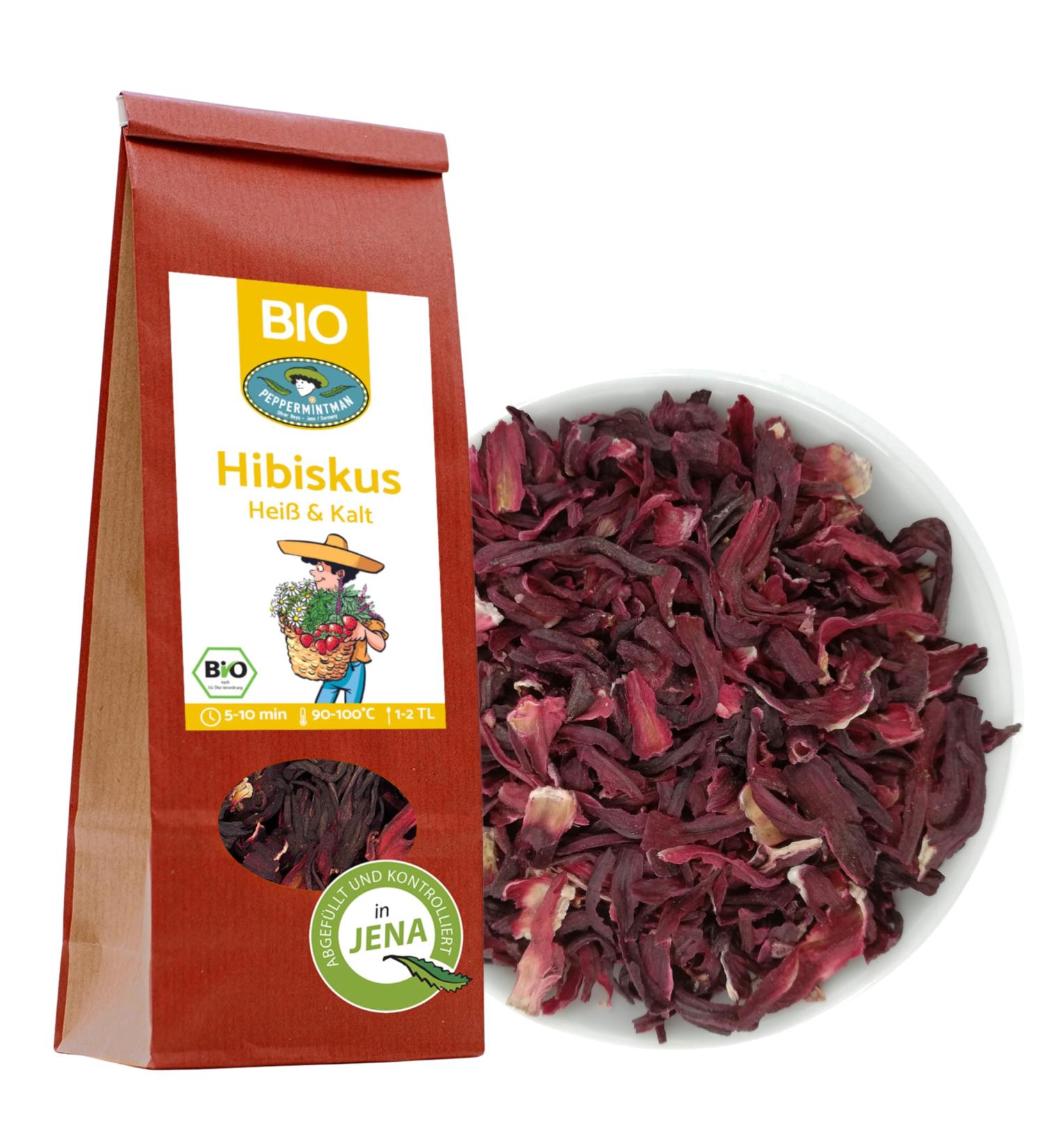  PEPPERMINTMAN Organic Red Hibiscus Flowers 100g Hot and Cold - Buy Online on GoSupps.com