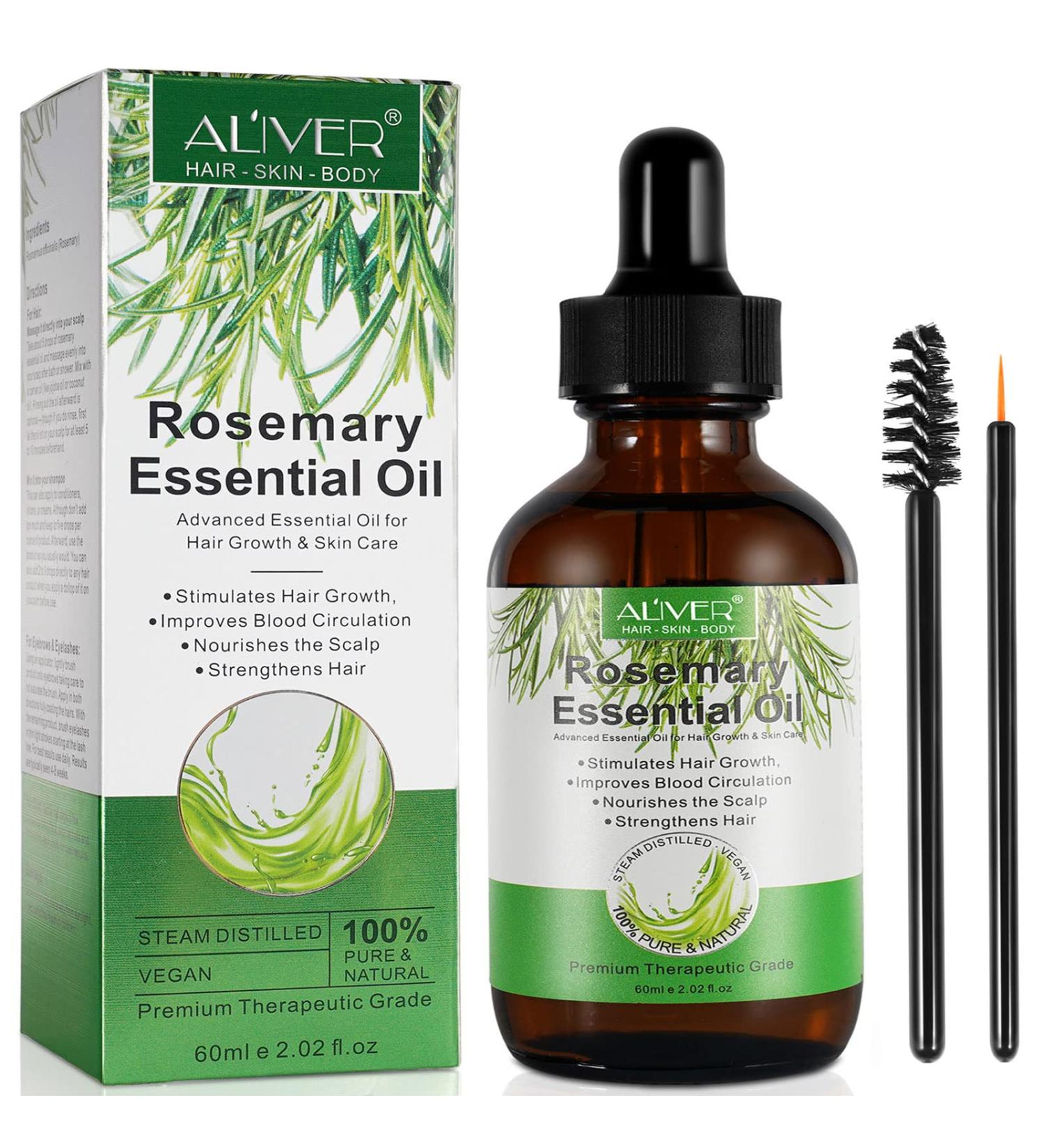 100% Pure Rosemary Oil for Hair Loss - 2 Pack (2.02 fl oz) | Nourish Hair Skin & Nails & Relieve Itchy Scalp - Unisex Essential Oil - Buy Online on GoSupps.com