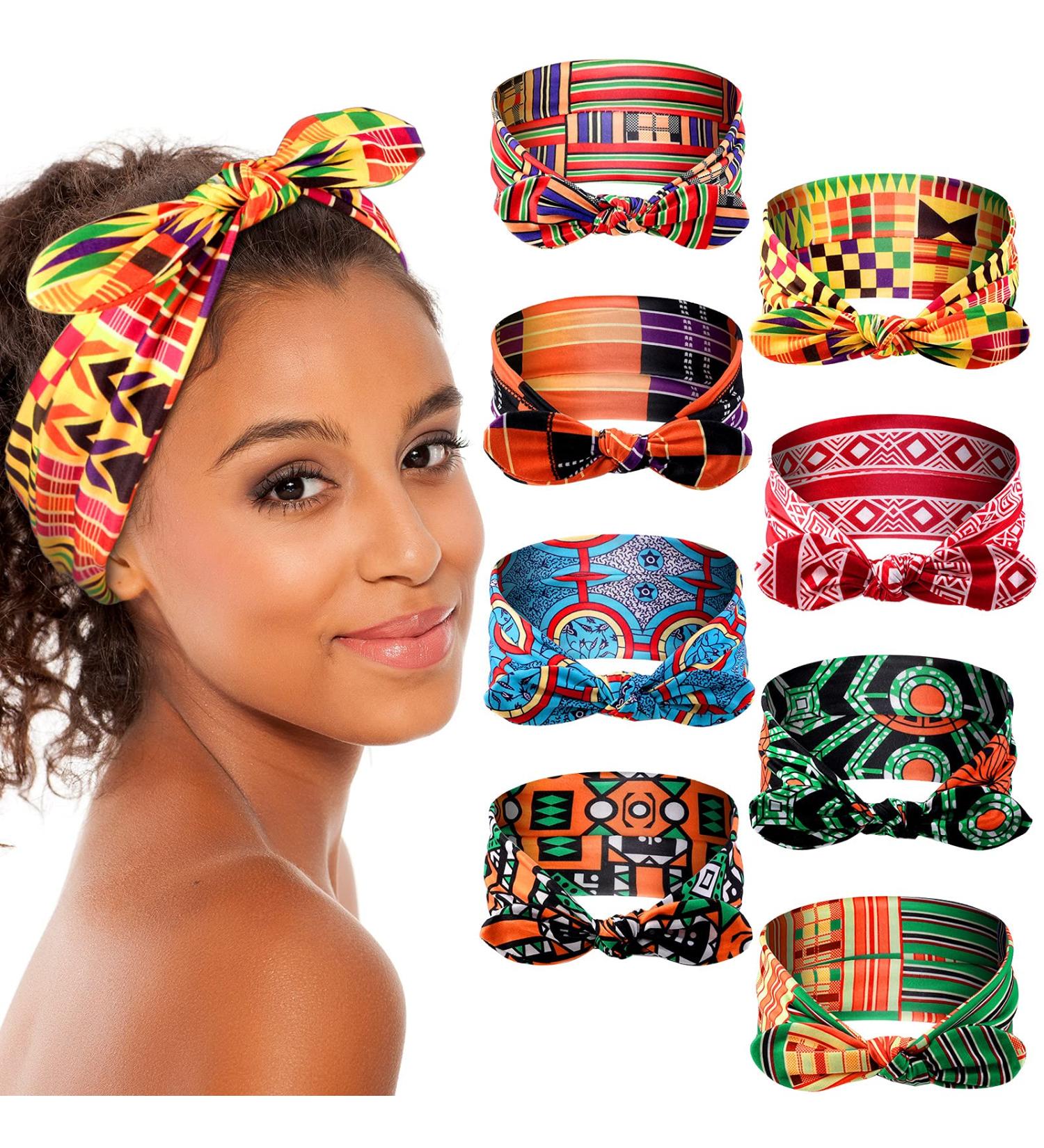 Waydress African Headband Set - 8 Pieces Boho Bow Headbands for Women and Girls - Buy Online on GoSupps.com