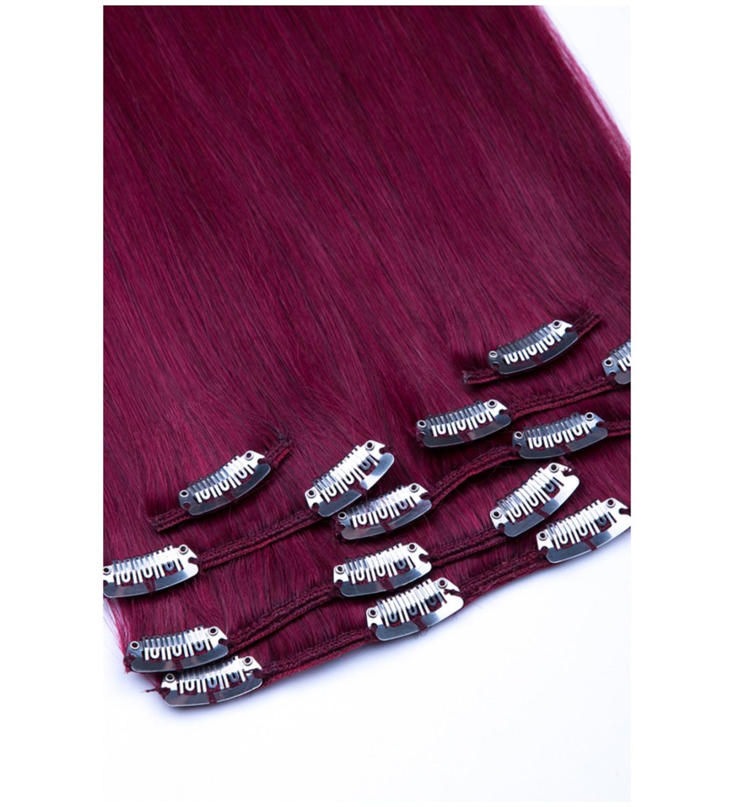 Clip In Hair Extensions Set - 100% Real Hair 7 Pieces 70g 45cm - No. Burg - International Shipping Available - Buy Online on GoSupps.com