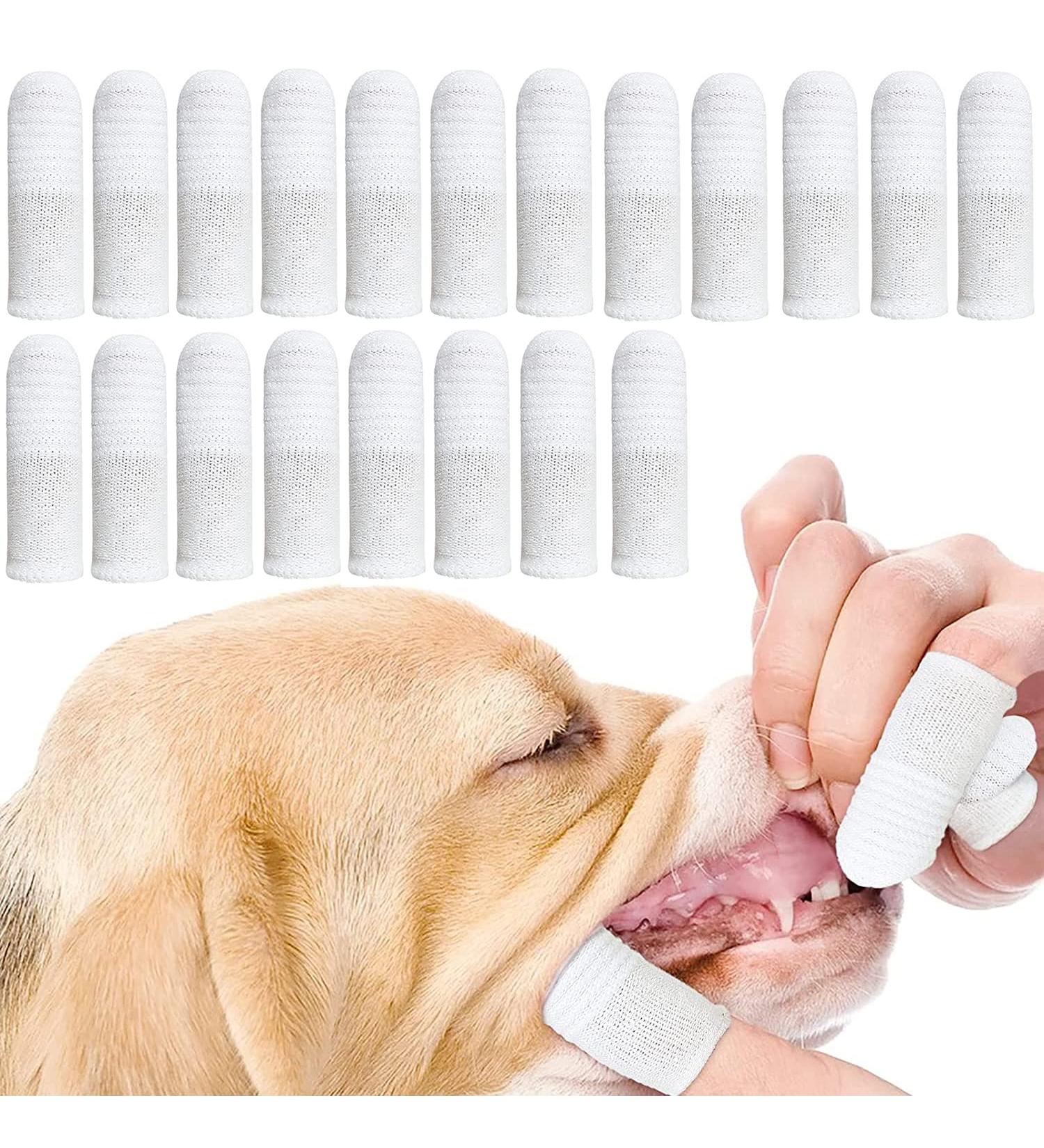 Dog Toothbrush Fingerling - Reusable Pet Dental Care Anti-Plaque 20 Durable Knitting Tissue Finger Toothbrushes - Buy Online on GoSupps.com