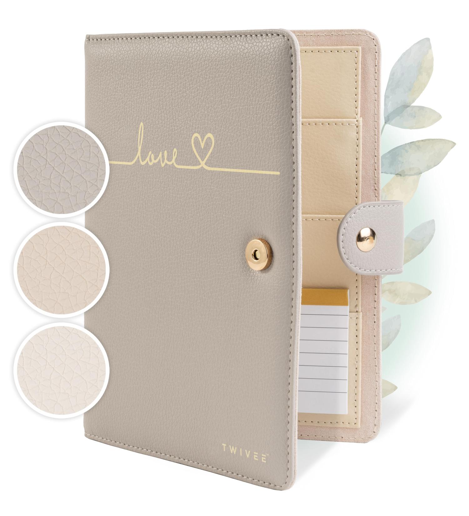 Twive Motherpass Cover (Love) | Magnetic Organizer for German Mother-Child Pass | Notepad Included | 8 Subjects in Taupe & Gold - Perfect Gift for Moms - Buy Online on GoSupps.com