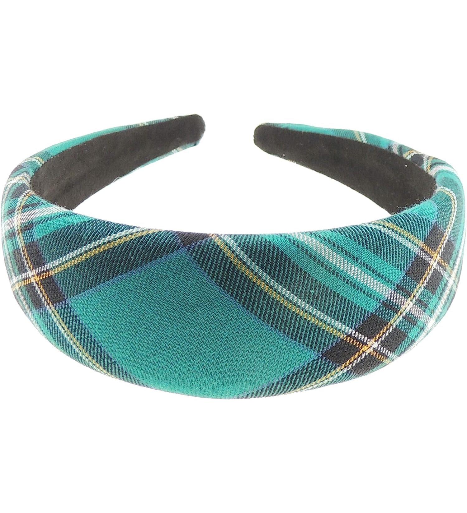 Tartan Plaid Check 4cm Wide Slightly Padded Fabric Formal Boho Vintage Headband Alice Band For Women Alice Band Hair Accessories Hairband For Christmas Birthday Wedding Guest Bridesmaid Party (Green)