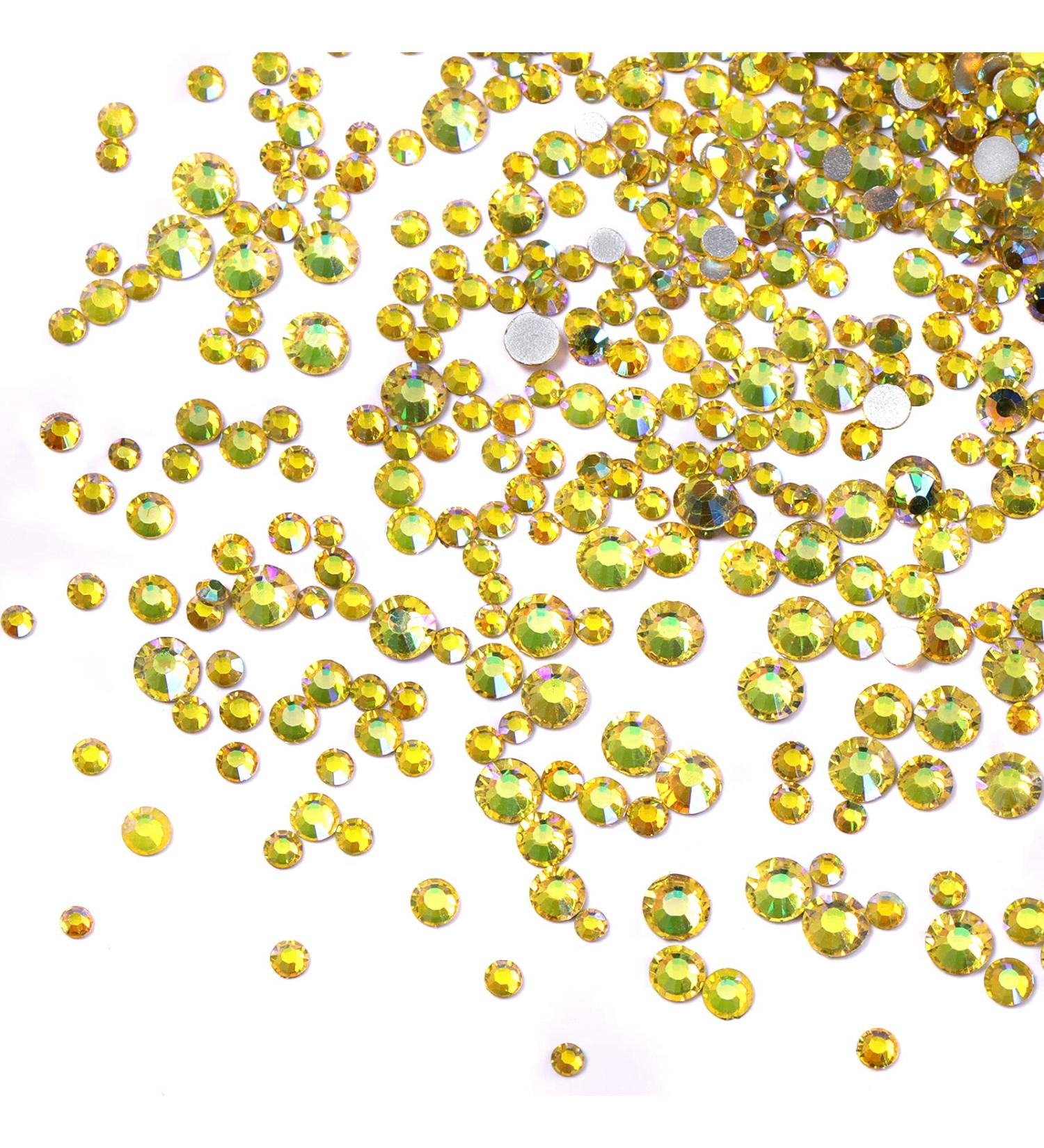Jollin 3456pcs Flatback Rhinestones Glass Charms Diamantes Gems Stones for Nail Art 6 Size ss4 ss12 Lemon AB - Buy Online on GoSupps.com