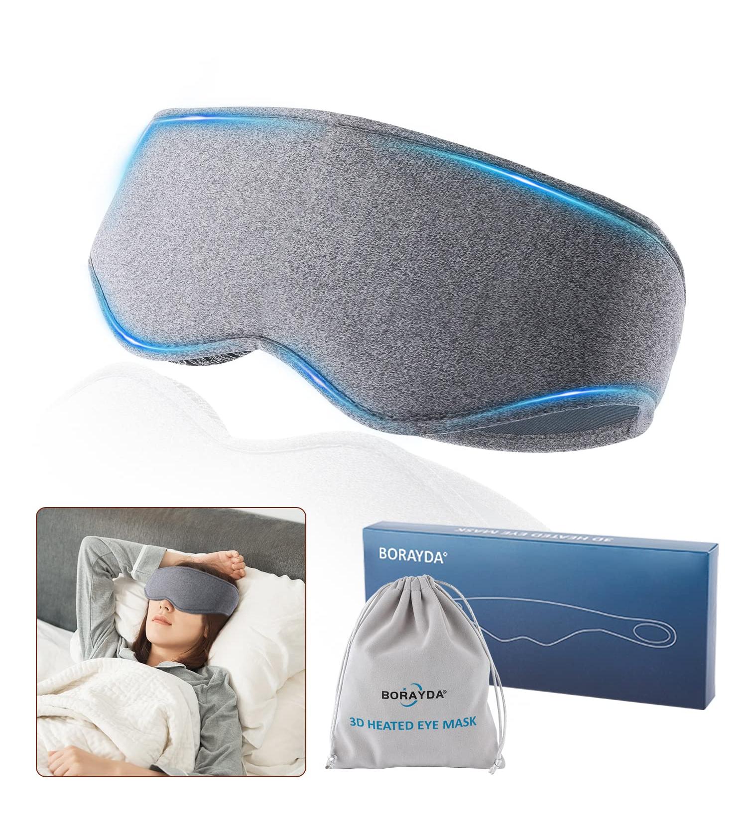BORAYDA Heated Eye Mask 3D Contouring Cup Sleep Mask - Grey | Soft & Comfortable for Dry Eye, Stye, Blepharitis, Chalazion & Eyestrain - Perfect for Travel, Yoga & Nap - Buy Online on GoSupps.com