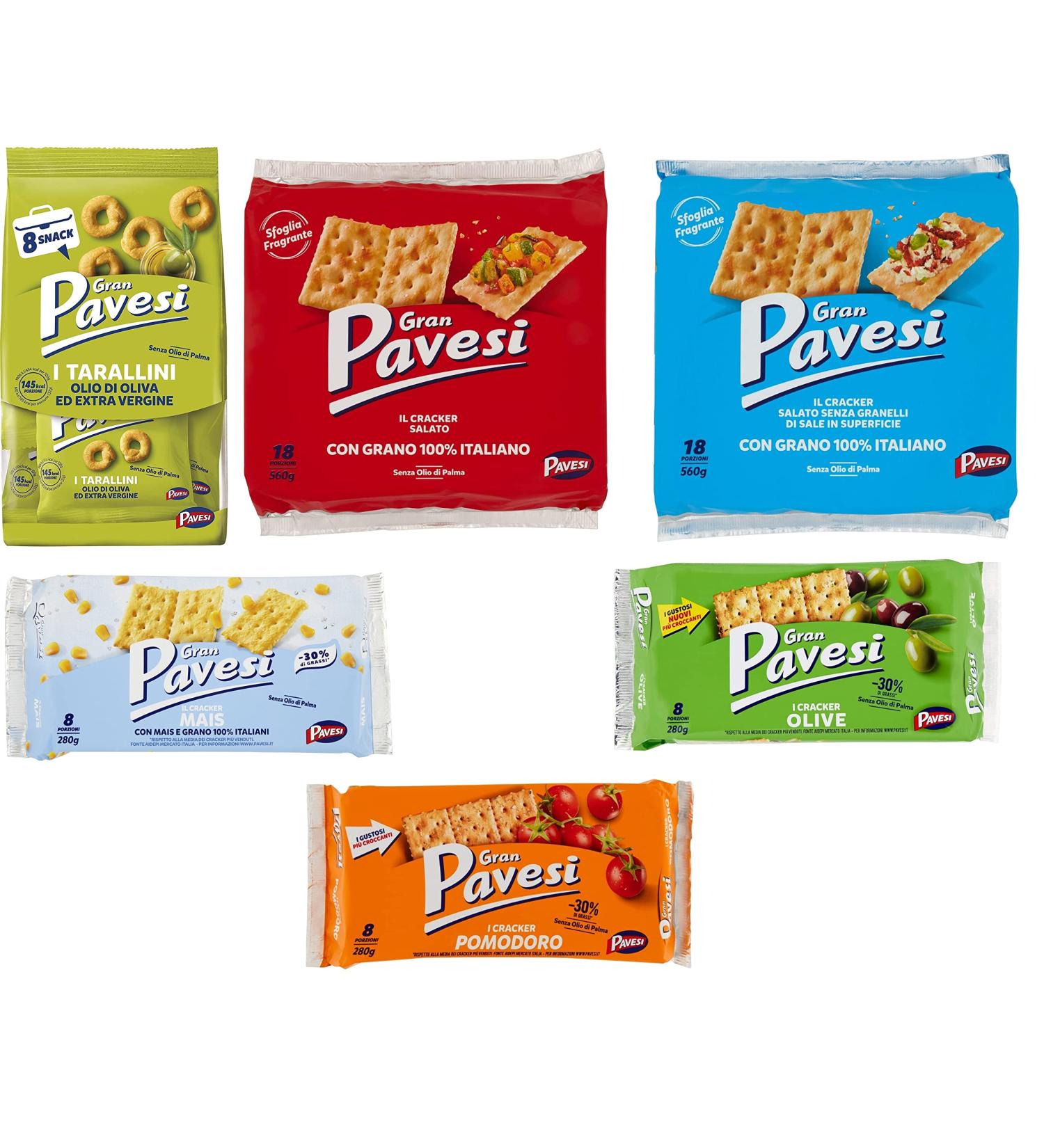  Italian Gourmet E.R. Gran Pavesi Snack Crackers Test Pack 6 Salty Pieces + Italian Gourmet Polpa 400g - Buy Online on GoSupps.com