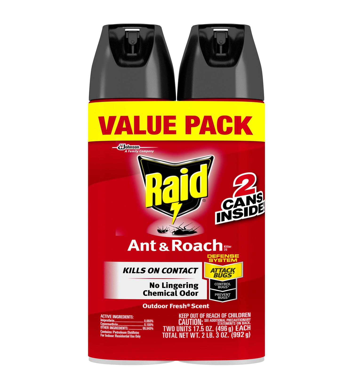 Raid Ant and Roach Outdoor Fresh Twin Pack 17.5 OZ - Pack of 2 | Effective Pest Control - Buy Online on GoSupps.com
