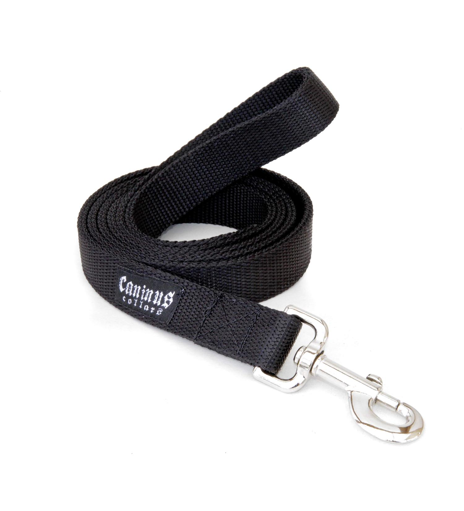 Caninus Collars Nylon Leash - 1" Width Leash (Single & Double ply leashes 6FT - double ply Black