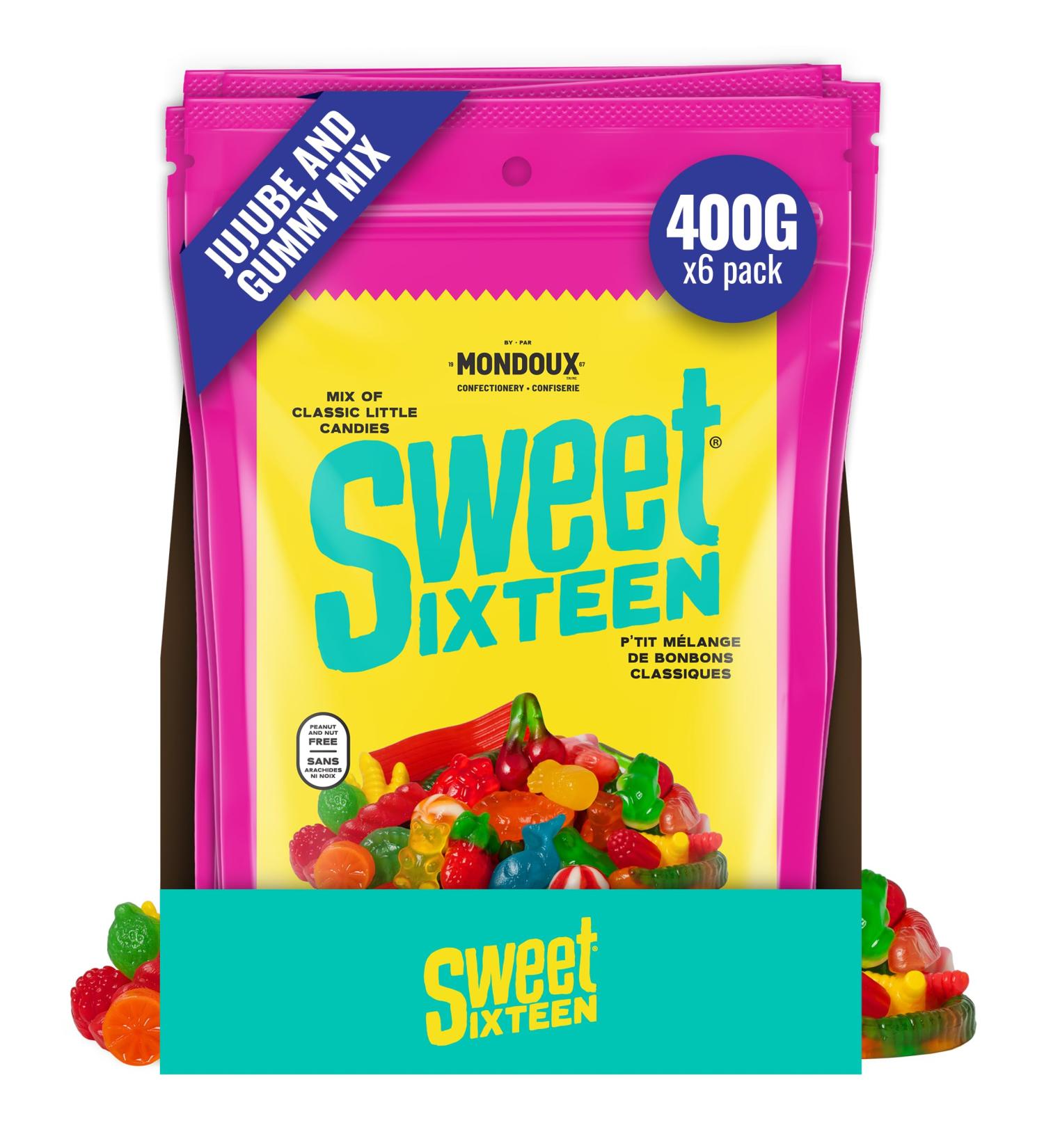 Sweet Sixteen Jujube & Gummy Candies Classic Mix of Sweet Gummies and Jujubes 6 packs x 400g Peanut & Nut-Free Candies Soft Chewy and Always Fresh 400 g (Pack of 6) - Buy Online on GoSupps.com