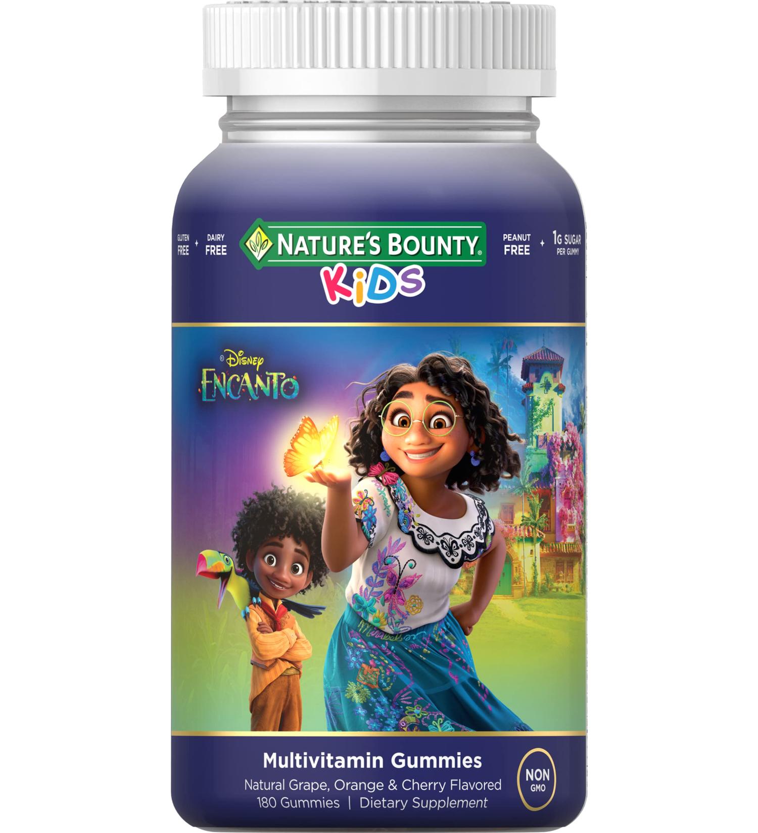 Nature's Bounty Kids Multivitamin Gummies Disney Encanto 180 Gummies - Grape Orange Cherry Flavored Vitamins A C D E - Buy Online on GoSupps.com