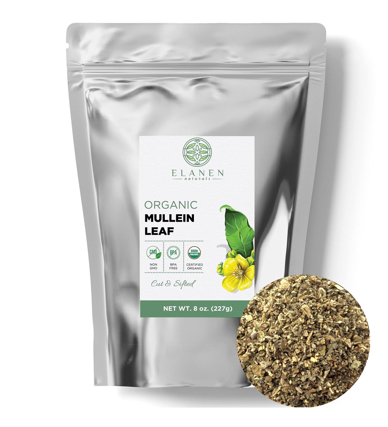 USDA Certified Organic Mullein Leaf Tea 8 oz - Premium Quality Mullien Smoking Herb - Natural Mullein Tea - Cut & Sifted - Pack of 1 - Buy Online on GoSupps.com
