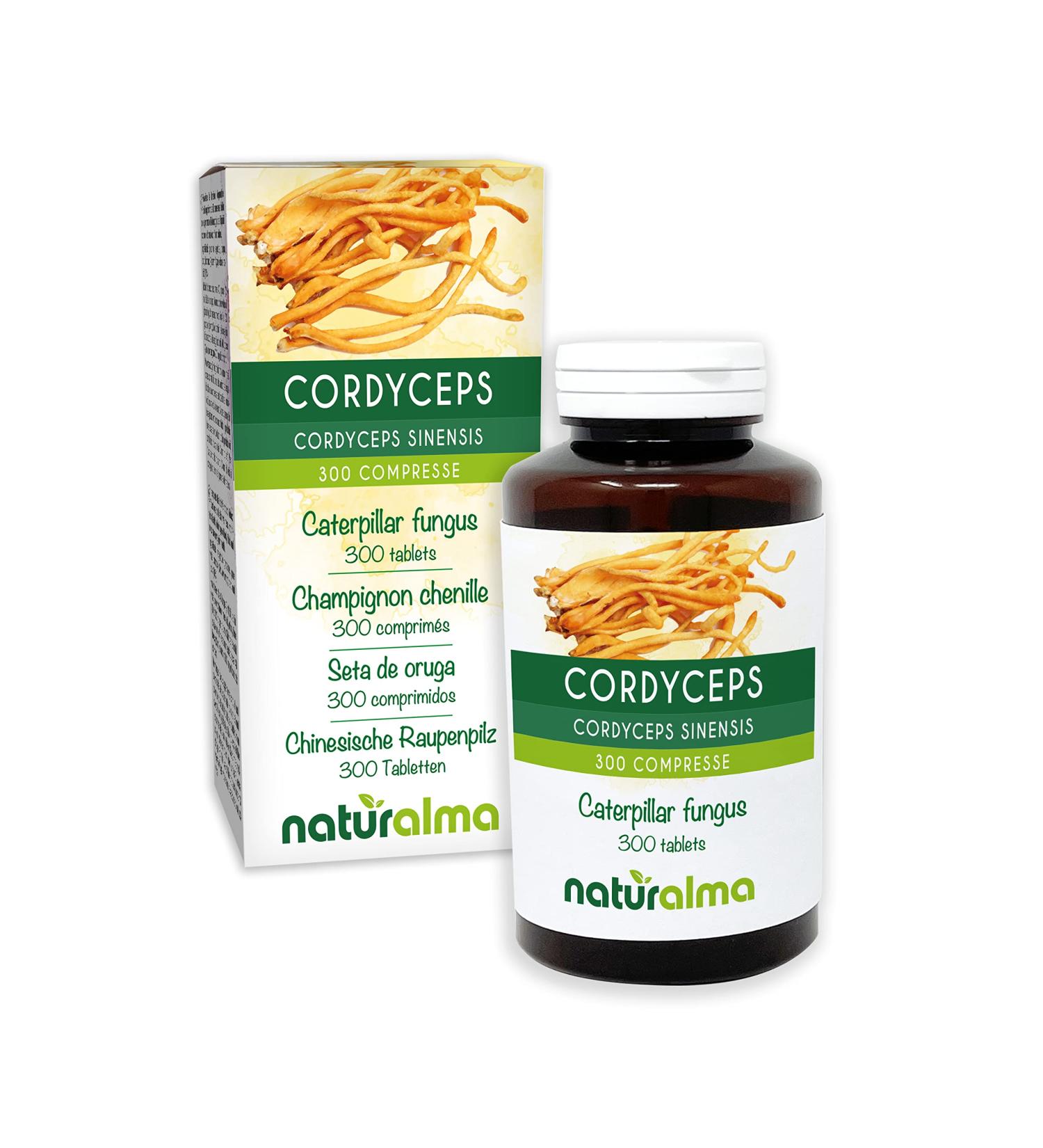 Cordyceps or Caterpillar Mushroom (Cordyceps sinensis or Ophiocordyceps sinensis) Naturalma Mushroom - 150 g - 300 Tablets - Dietary Supplement - Natural and Vegan - Buy Online on GoSupps.com