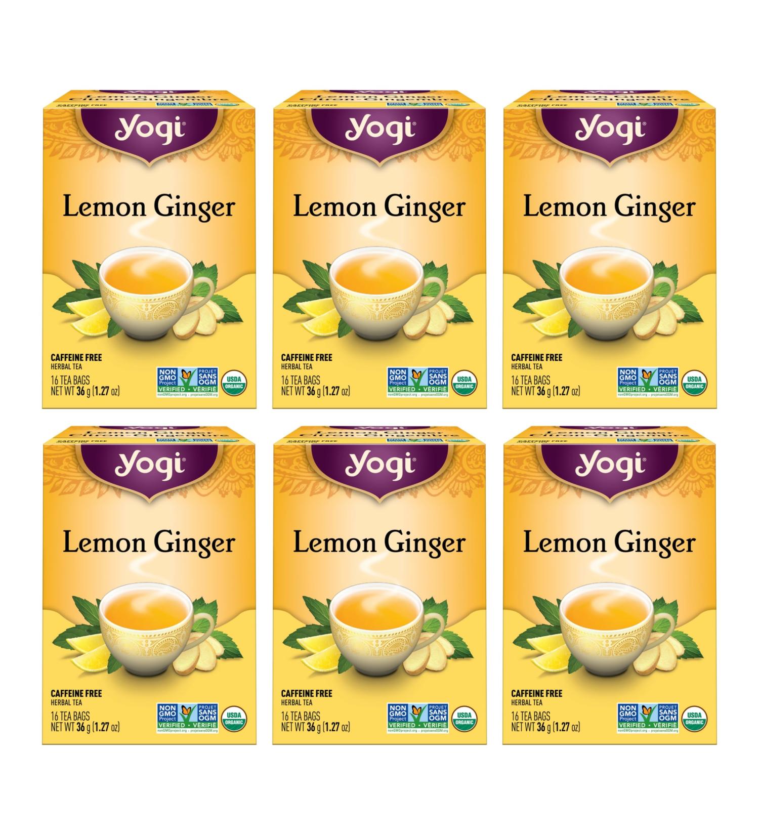Yogi Tea - Lemon Ginger Tea - 6 Pack 96 Tea Bags Total - Buy Online on GoSupps.com