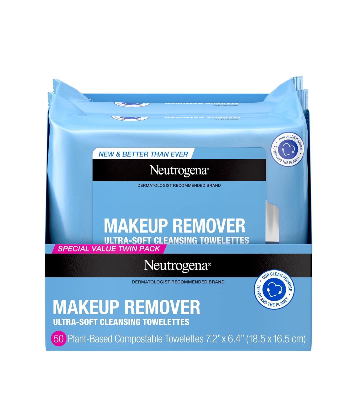 Neutrogena Makeup Remover Cleansing Face Wipes - Twin Pack (2x25 Count) | Alcohol-Free, Removes Waterproof Makeup & Mascara - Buy Online on GoSupps.com