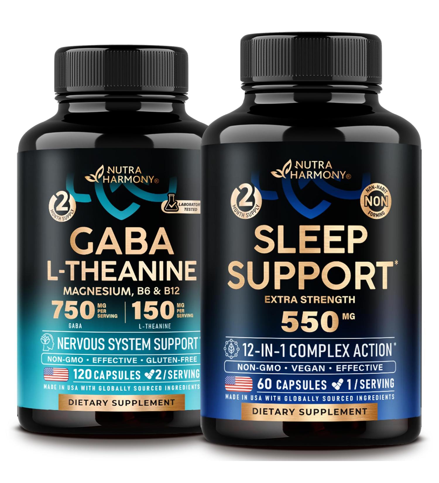 NUTRAHARMONY GABA L-Theanine & Sleep Support Capsules