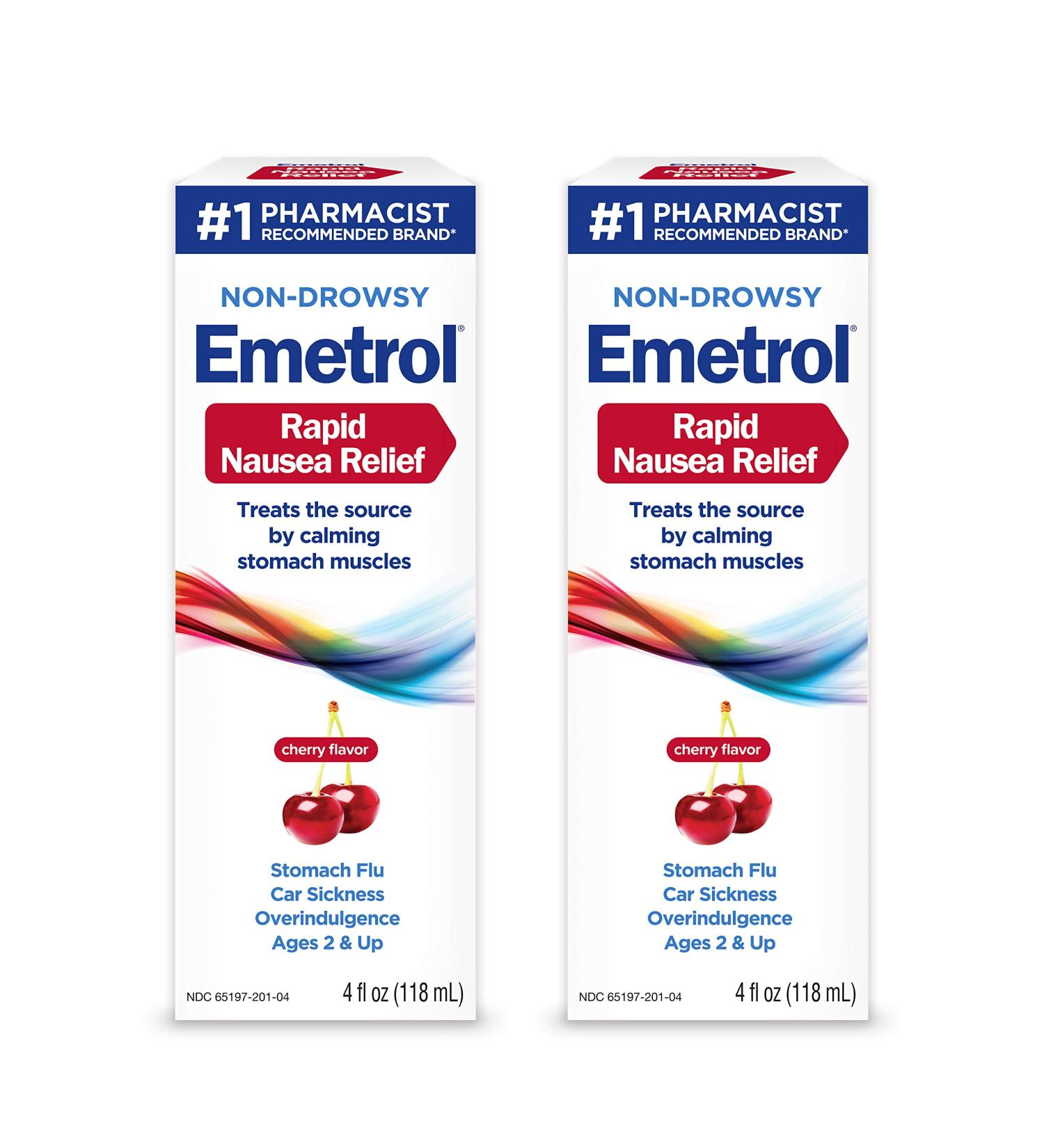 Emetrol Non-Drowsy Nausea Relief | Pharmacist-Recommended Cherry Flavor | 4 Fl Oz (Pack of 2) - Buy Online on GoSupps.com