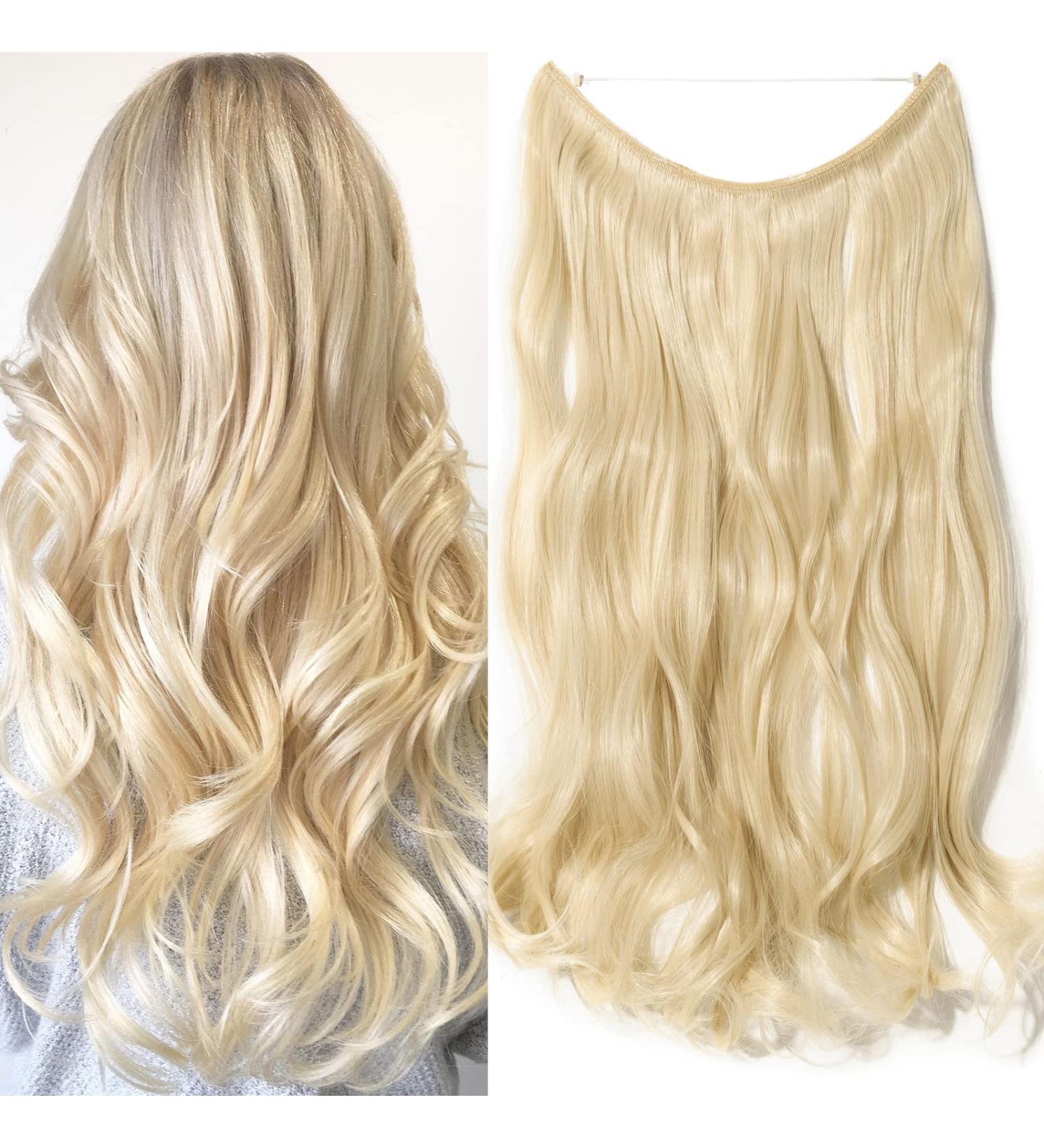 20 Inches Curly Wavy Hair Extensions Secret Headband No Clip Easy Invisible Crown Wire in Hair Extensions Hairpiece for Women Bleach blonde Bleach blonde 20 Inch - Buy Online on GoSupps.com