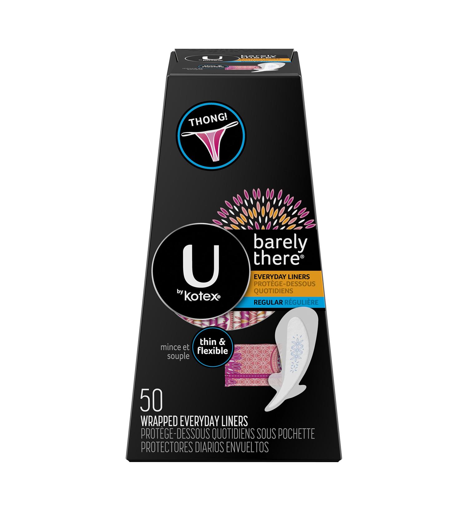 U by Kotex Barely There Thong Liners, Light Absorbency, Unscented - 50 Count - Buy Online on GoSupps.com