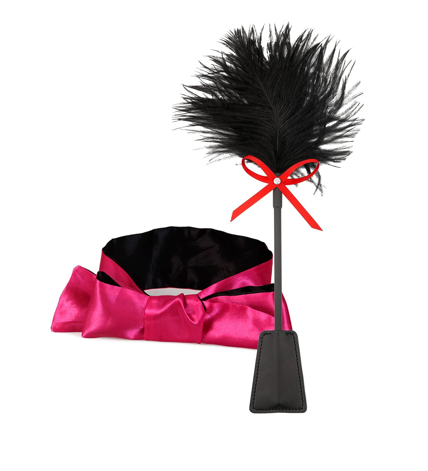 Crop Feather Tickler and Eye Mask Set - Sensual BDSM Accessories - Buy Online on GoSupps.com