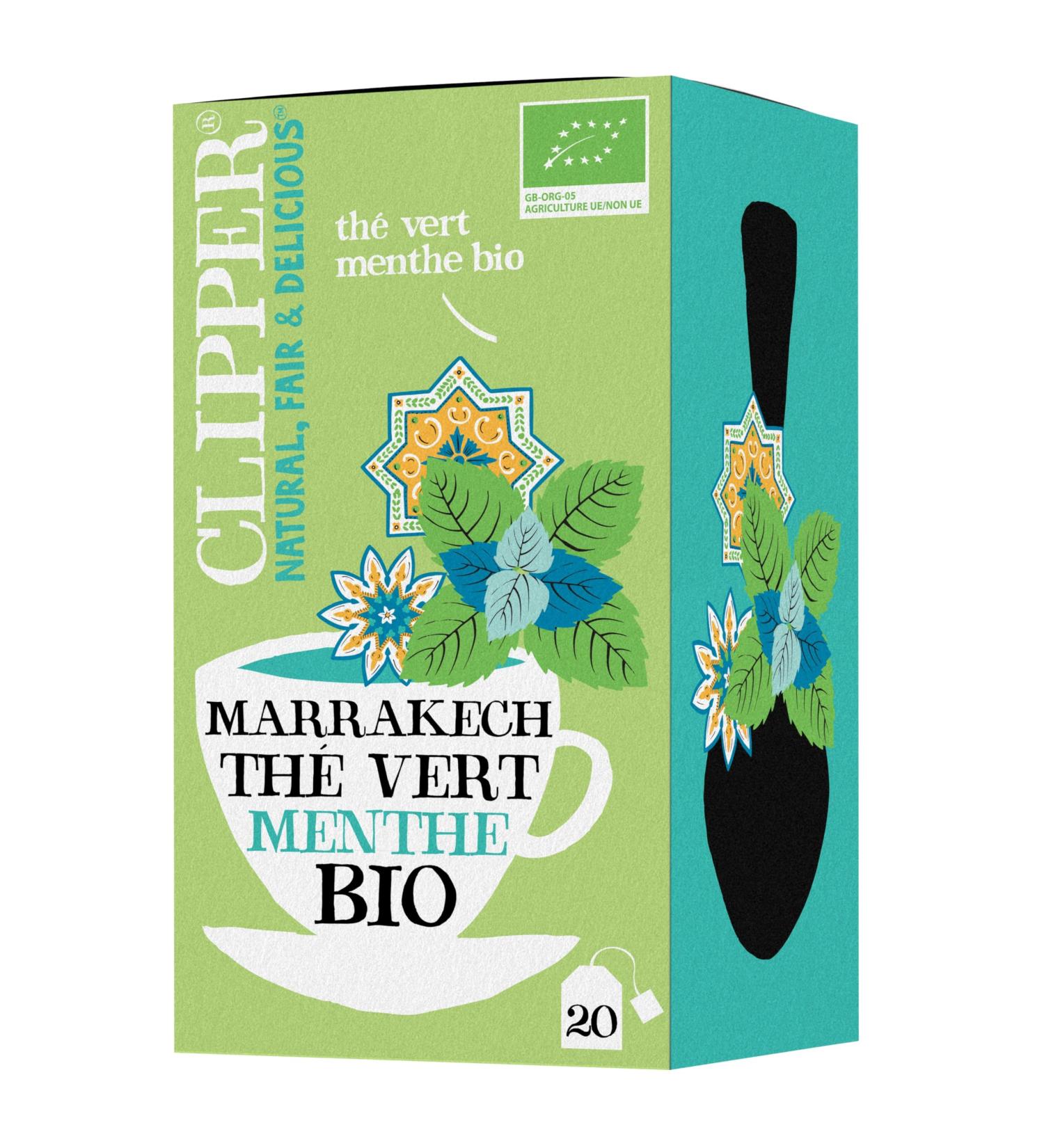 CLIPPER - Organic Mint Green Tea - Marrakech - Fair Trade - 20 Organic Tea Bags - 1 pack - Buy Online on GoSupps.com