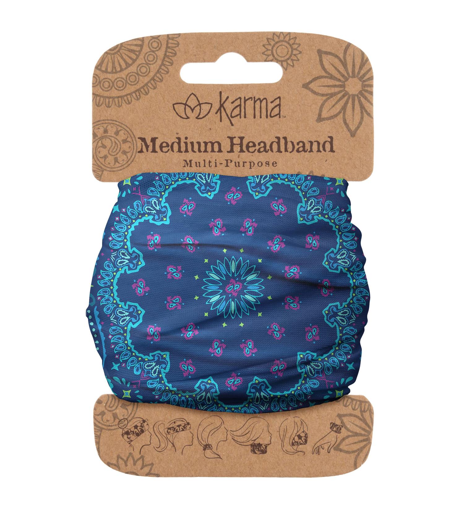 Karma Gifts Blue Bandana Headband for Women - Medium Size Fabric & Stretchy Hair Scarf - Buy Online on GoSupps.com