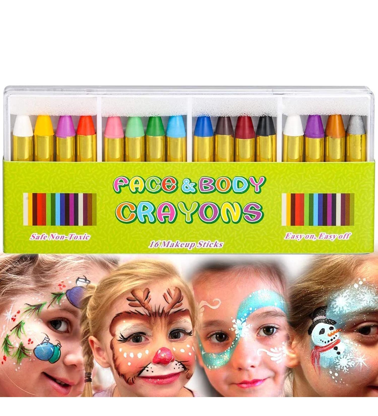 Mimoo 16 Colors Face Paint Set - Red & White Body Paint Sticks for Kids - Halloween Carnival Party Makeup Kit - Buy Online on GoSupps.com