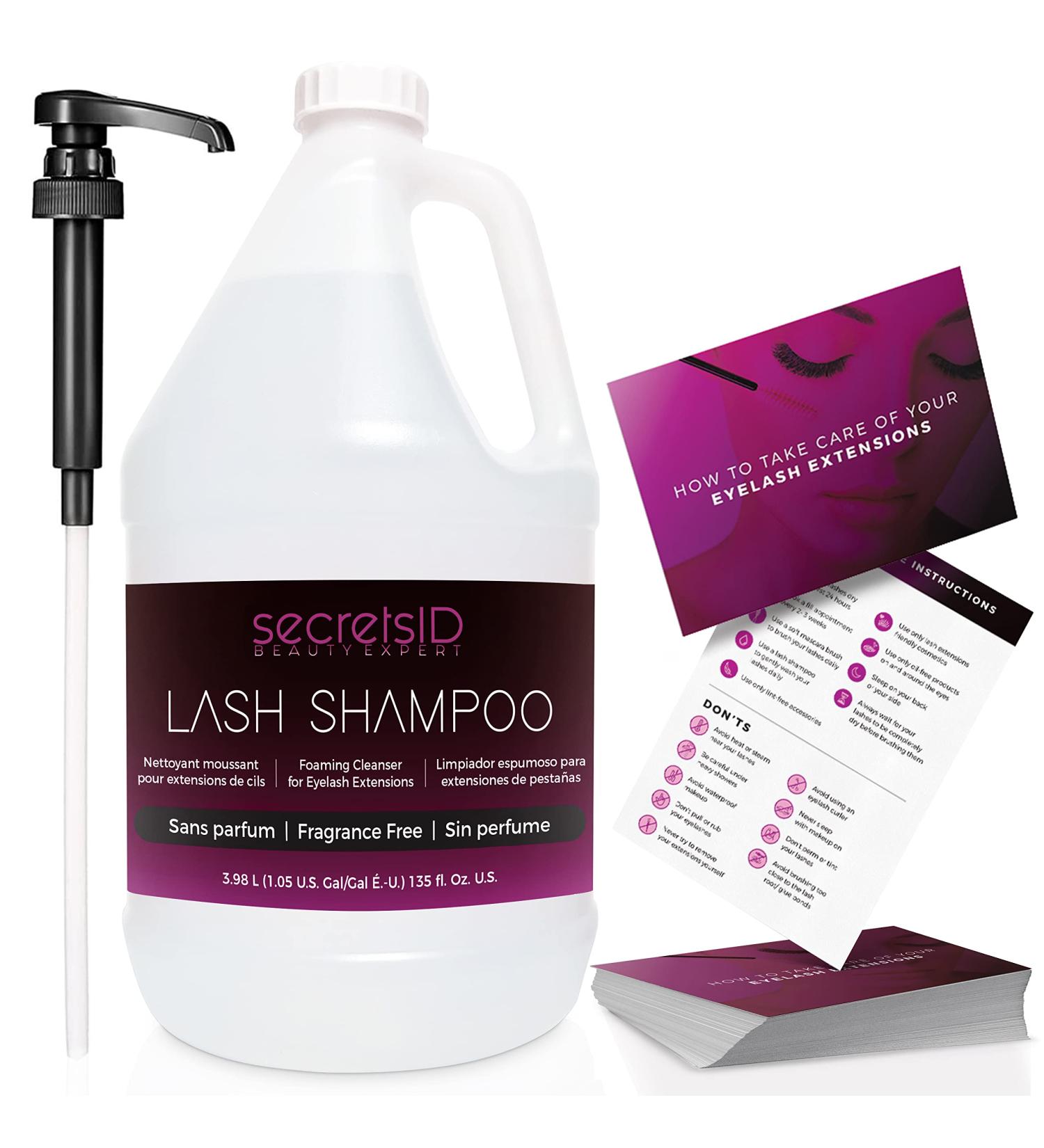 Lash Shampoo Bulk for Professional Lash Extension | 1 Gallon + 50 Aftercare Cards | Eyelid Foaming Cleanser | Salon Grade Cleanser (Fragrance-Free) - Buy Online on GoSupps.com