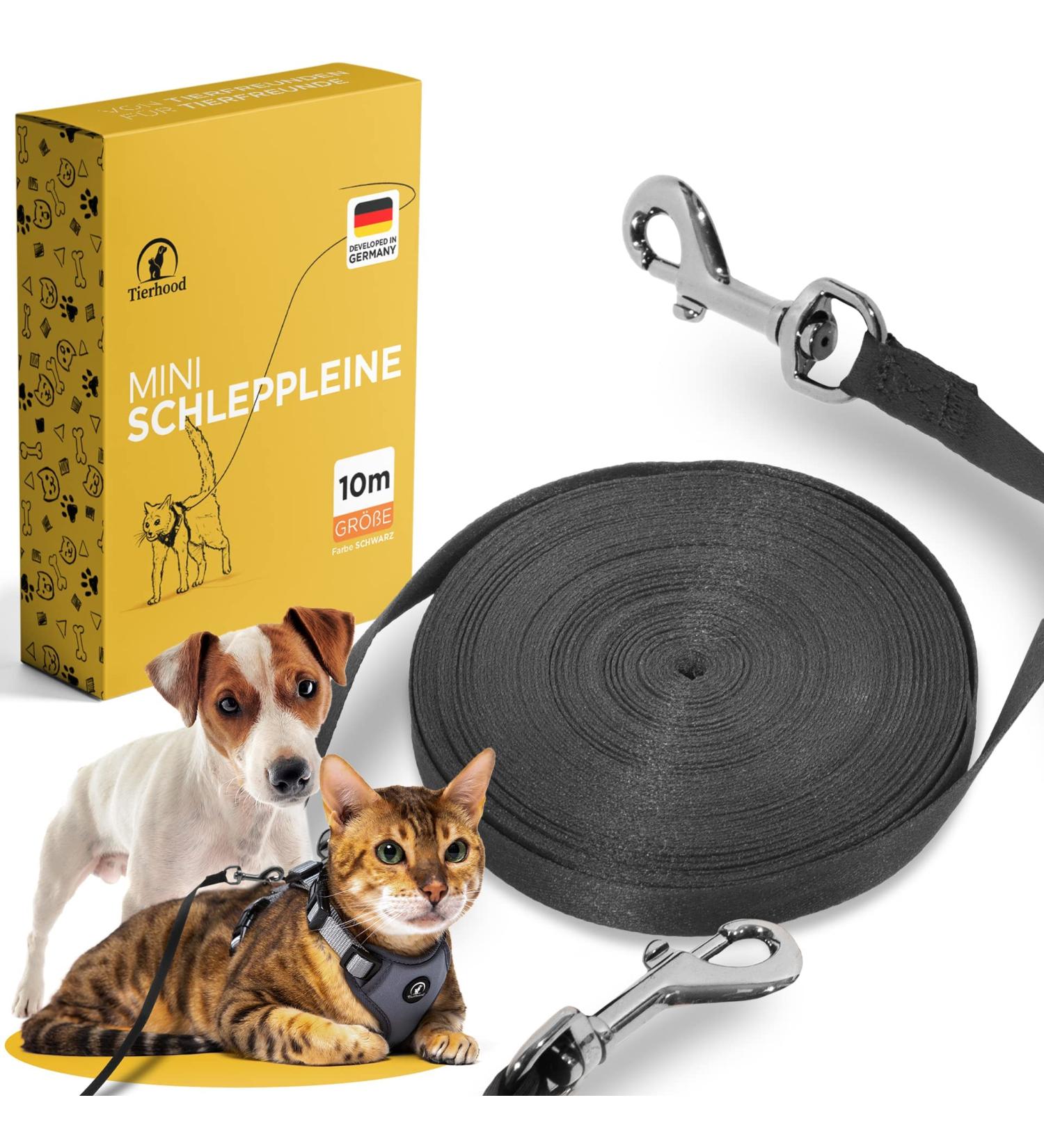 Tierhood Drag Line for Dogs & Cats - 5m/10m/15m Lightweight Leash with 360 Carabiner & Hand Loop - Perfect for Small Dogs & Cats - Buy Online on GoSupps.com
