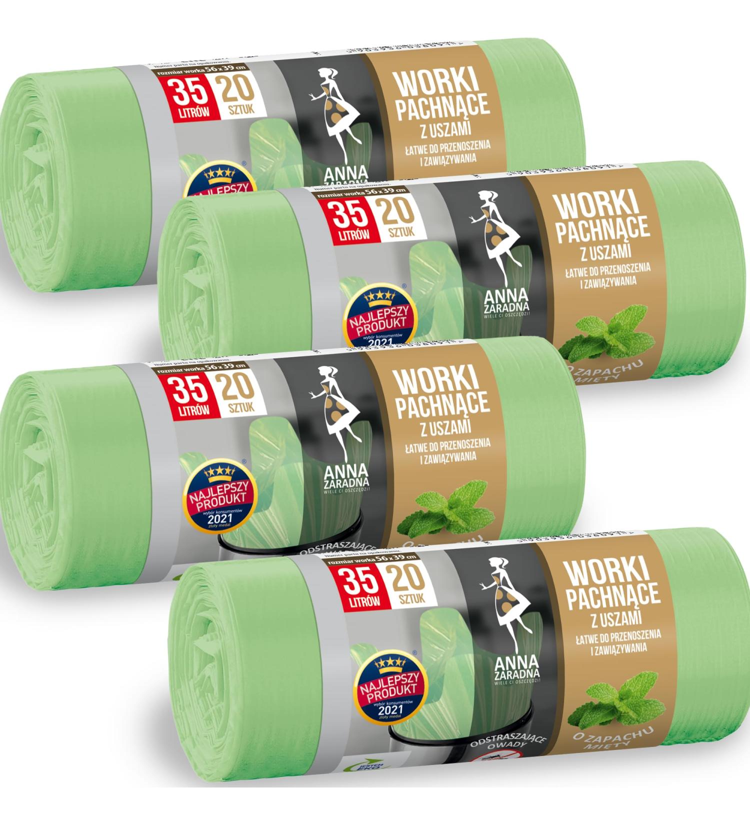 Buy 80 Mint Fragrant 35L Garbage Bags - Eco-Friendly 100% Recycled Durable with Handle - Perfect for Office Use | Henkel Closure - Buy Online on GoSupps.com