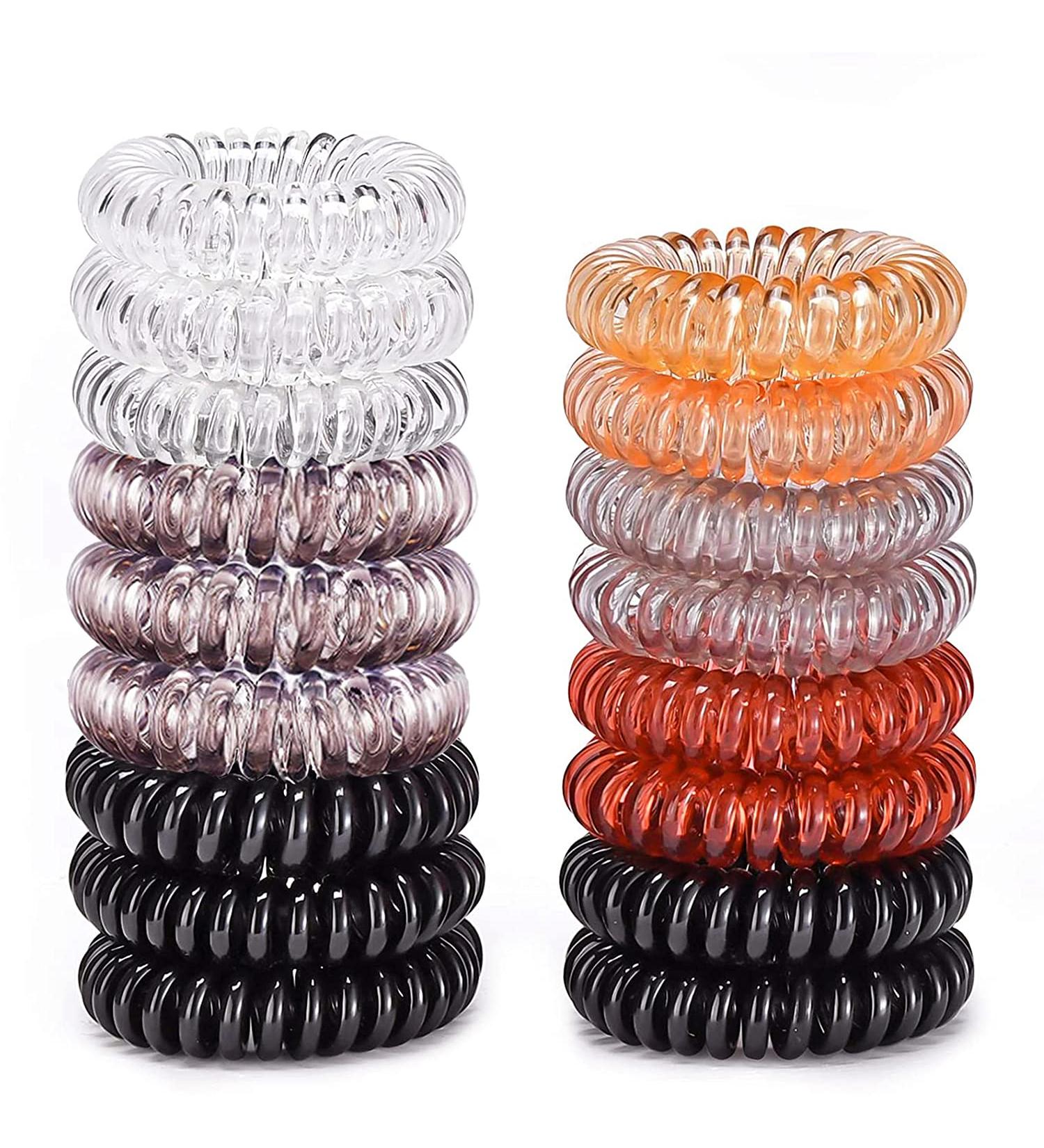 17 Pack Spiral Hair Ties for Women & Girls - Multi Color Hair Scrunchies & Accessories - Buy Online on GoSupps.com