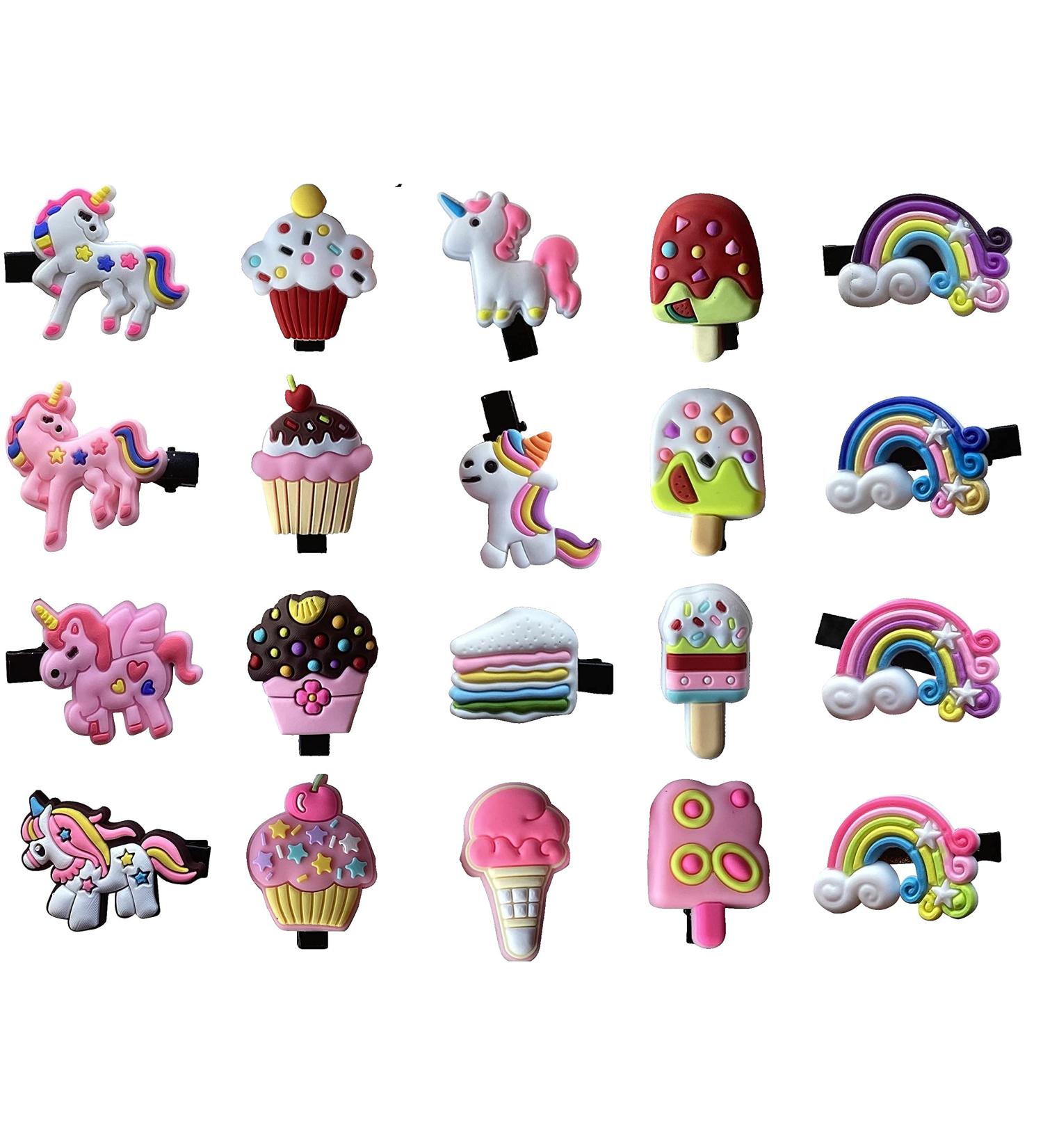 Rainbow Unicorn Hair Clips Set - 20 pcs Cute Hair Accessories for Girls, Teens, Toddlers and Kids - Buy Online on GoSupps.com
