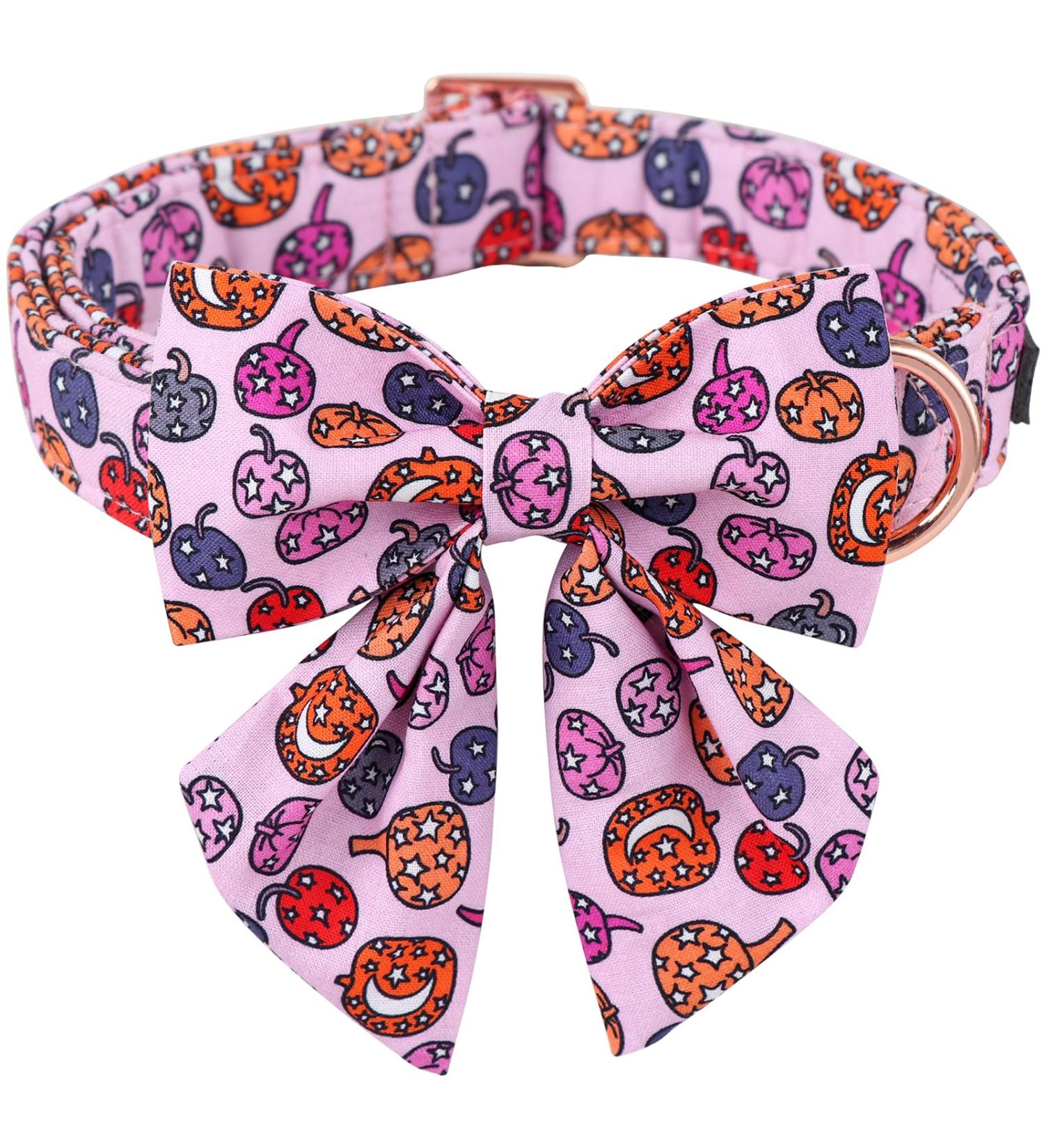 Aring Pet Halloween Dog Collar - Pink Pumpkin Design with Sailor Fly X-Large Cotton Collar with Metal Buckle | Pack of 1 - Buy Online on GoSupps.com