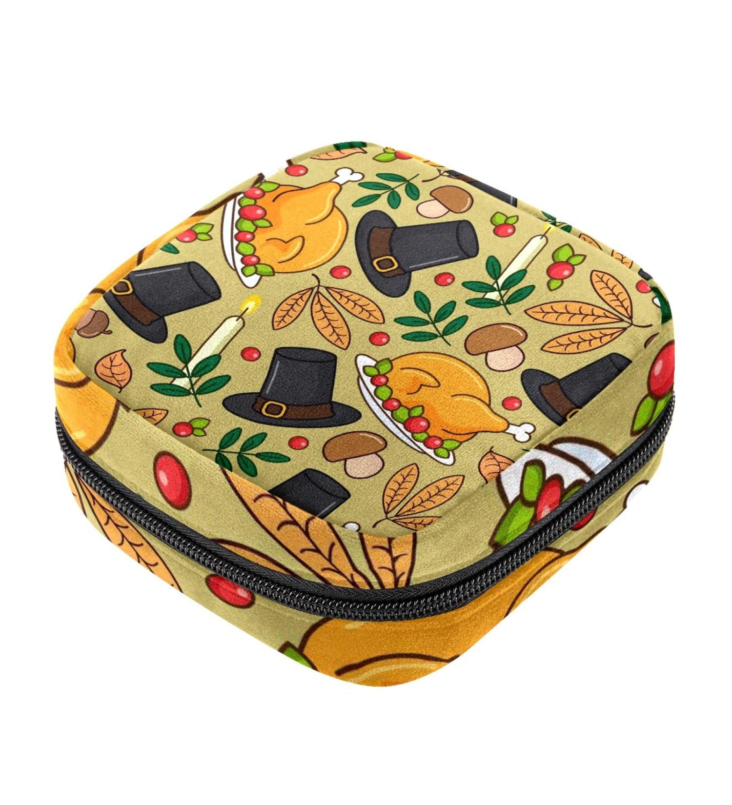 Sanitary Napkin Storage Bag - Autumn Turkey Design | Menstrual Cup & Nursing Pad Holder | Portable Period Kit Bag | Color 7 - Buy Online on GoSupps.com