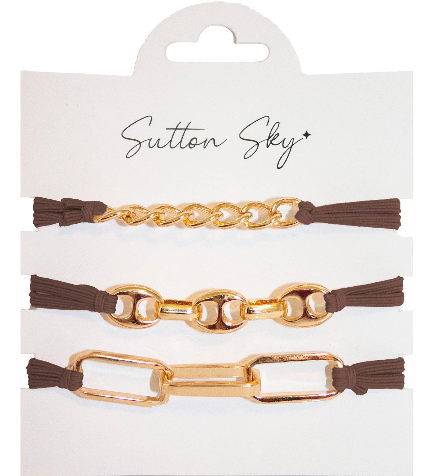 Elastic Hair Tie Bracelets for Women - No Damage, No Crease - 3 Pcs (Mocha Brown) - Buy Online on GoSupps.com