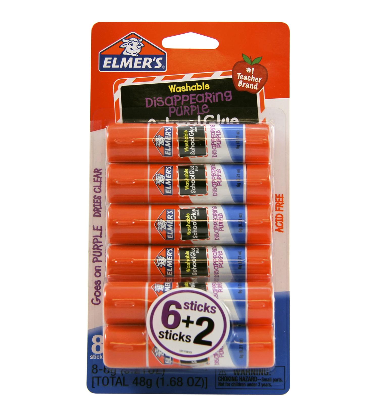 Elmer's Disappearing Purple School Glue Sticks - 8 Pack (0.21 oz Each) | E1591 - Buy Online on GoSupps.com