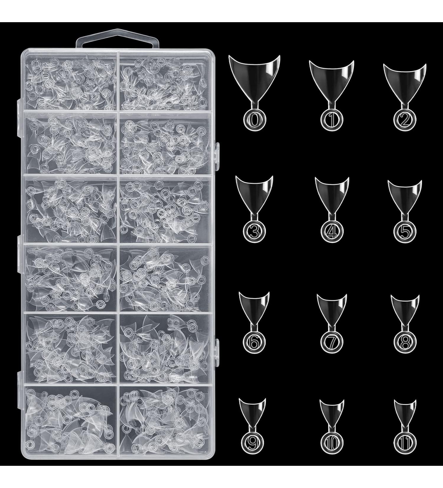600 Pieces French Nail Tips Stiletto Nails with Box 12 Sizes Clear Acrylic Nails Half Oval Cover Short Clear Fake Nails for DIY Nail Art - Buy Online on GoSupps.com