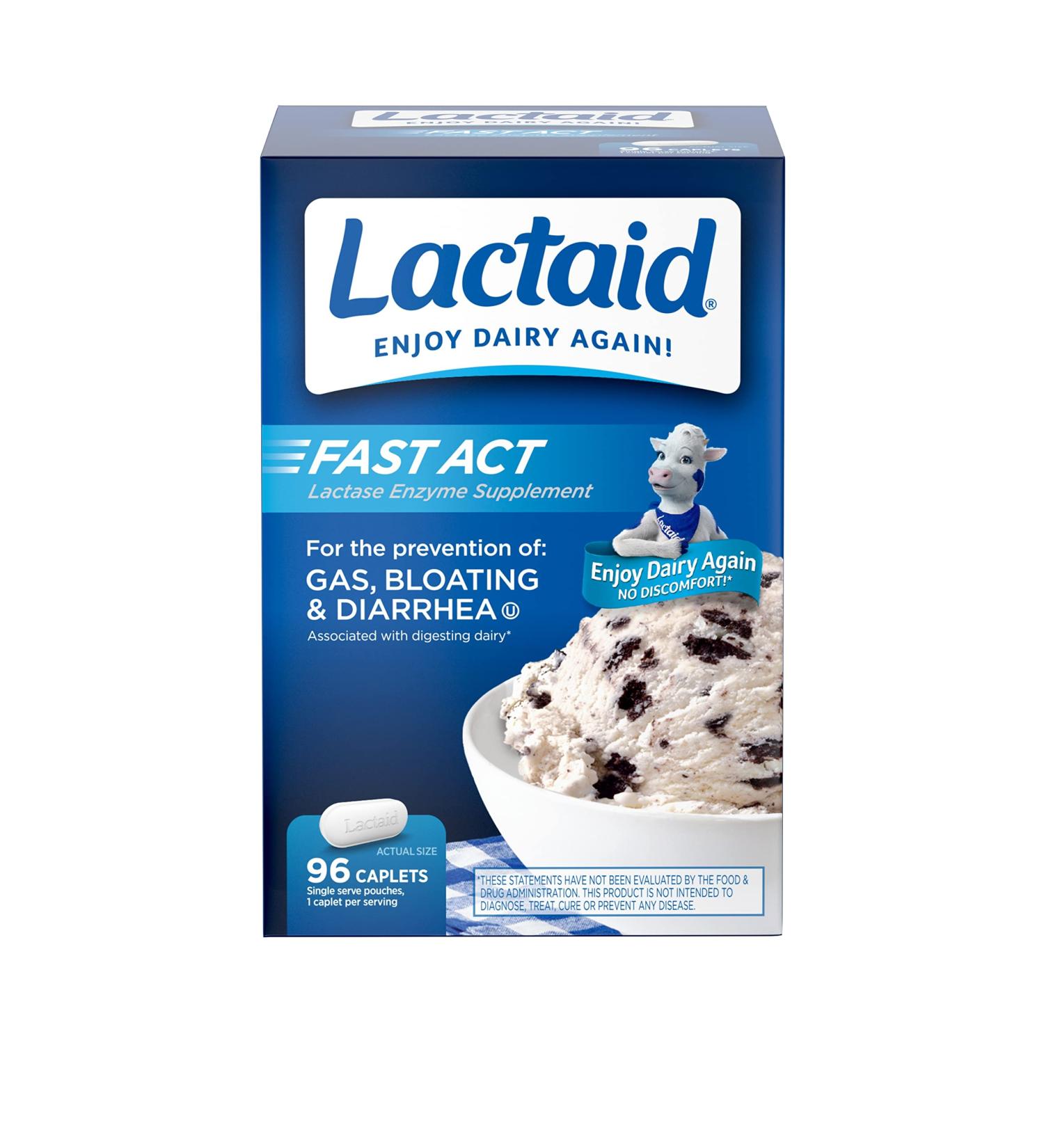 Lactaid Fast Act Lactose Intolerance Relief Caplets 96 Count - Pack of 1 - Buy Online on GoSupps.com