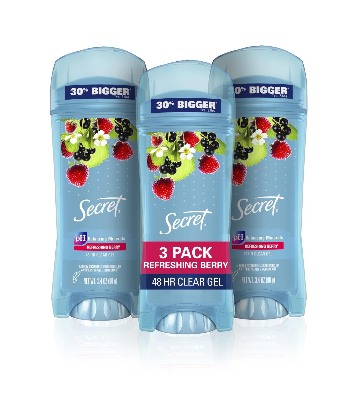 Secret Deodorant for Women - Fresh Clear Gel, Berry Scent, 3.4 Oz (Pack of 3) - Buy Online on GoSupps.com