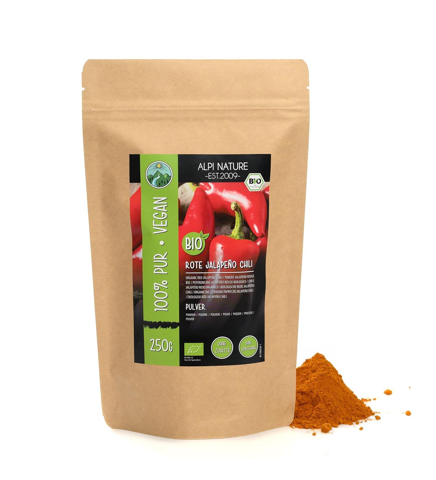 Buy Organic Bio Jalapeno Chili Powder 250g | 100% Pure & Natural Ground Jalapeno from Controlled Organic Cultivation - Buy Online on GoSupps.com