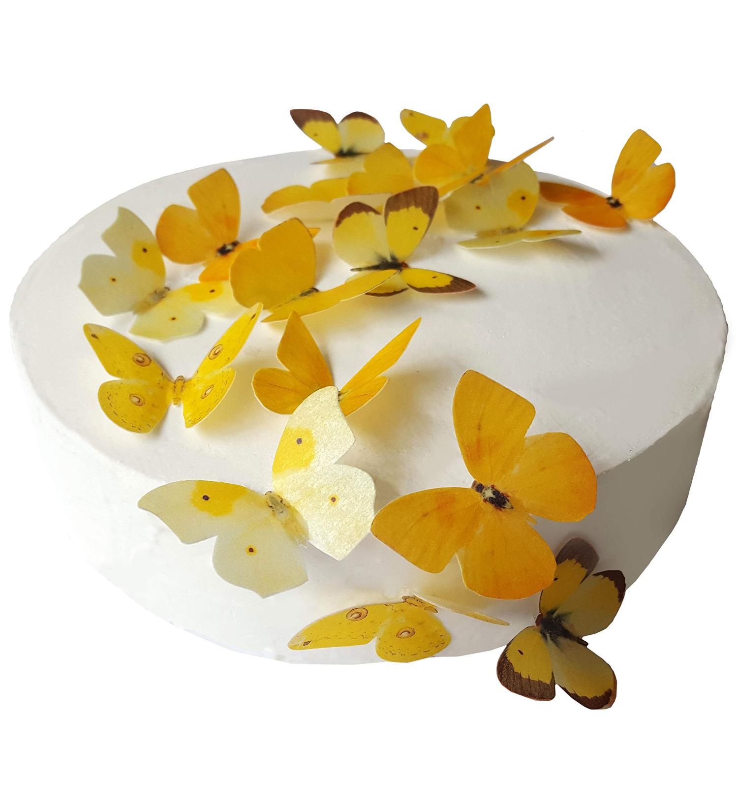24 X PRE-CUT BEAUTIFUL MEDIUM YELLOW BUTTERFLIES EDIBLE RICE/WAFER PAPER PRE CUT CUPCAKE CAKE DESSERT TOPPERS BIRTHDAY PARTY WEDDING BABY SHOWER DECORATIONS (Medium) - Buy Online on GoSupps.com