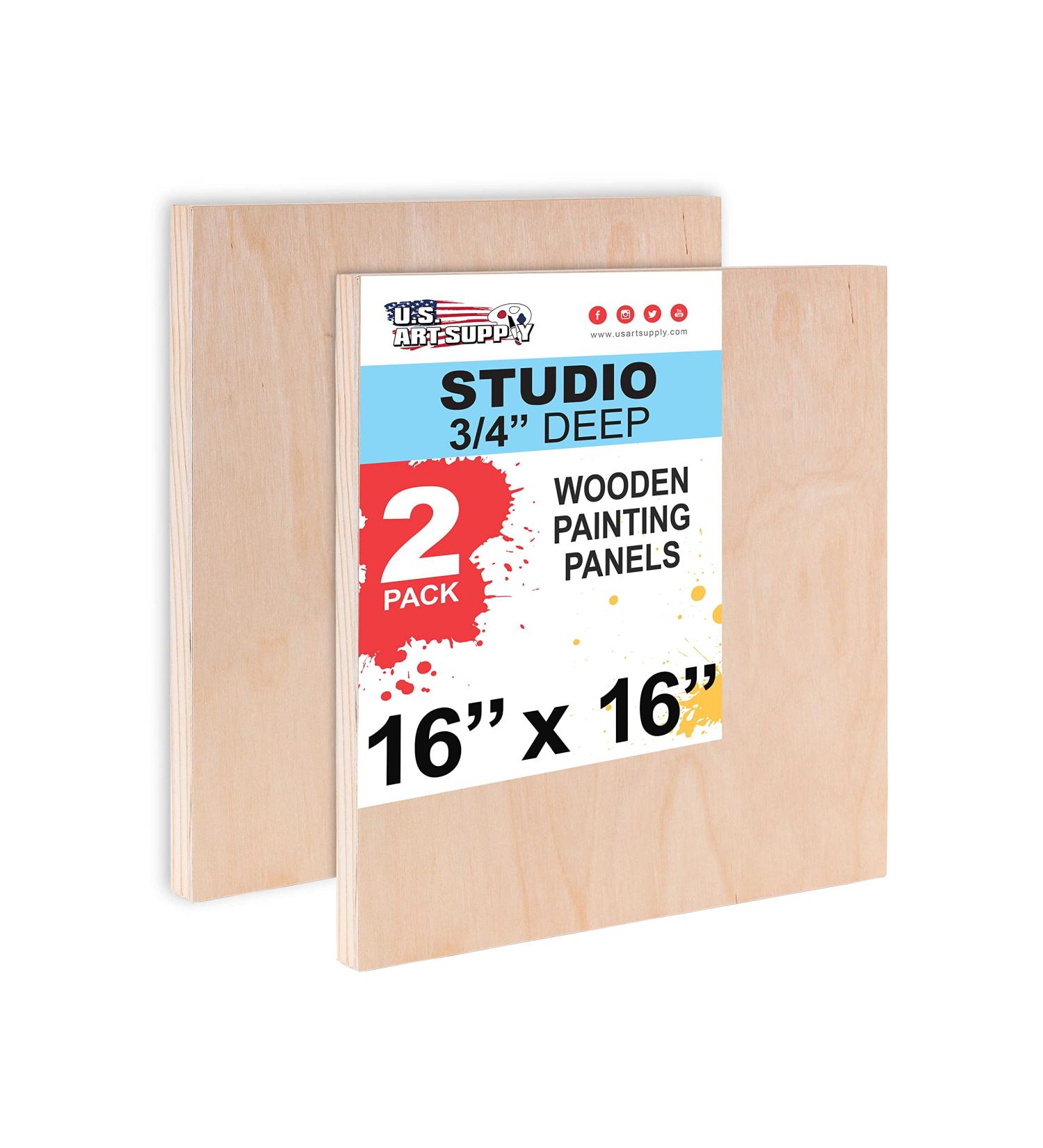 U.S. Art Supply 16x16 Birch Wood Paint Pouring Panel Boards - Pack of 2 Studio Cradle Boards for Painting and Mixed Media Crafts - Buy Online on GoSupps.com