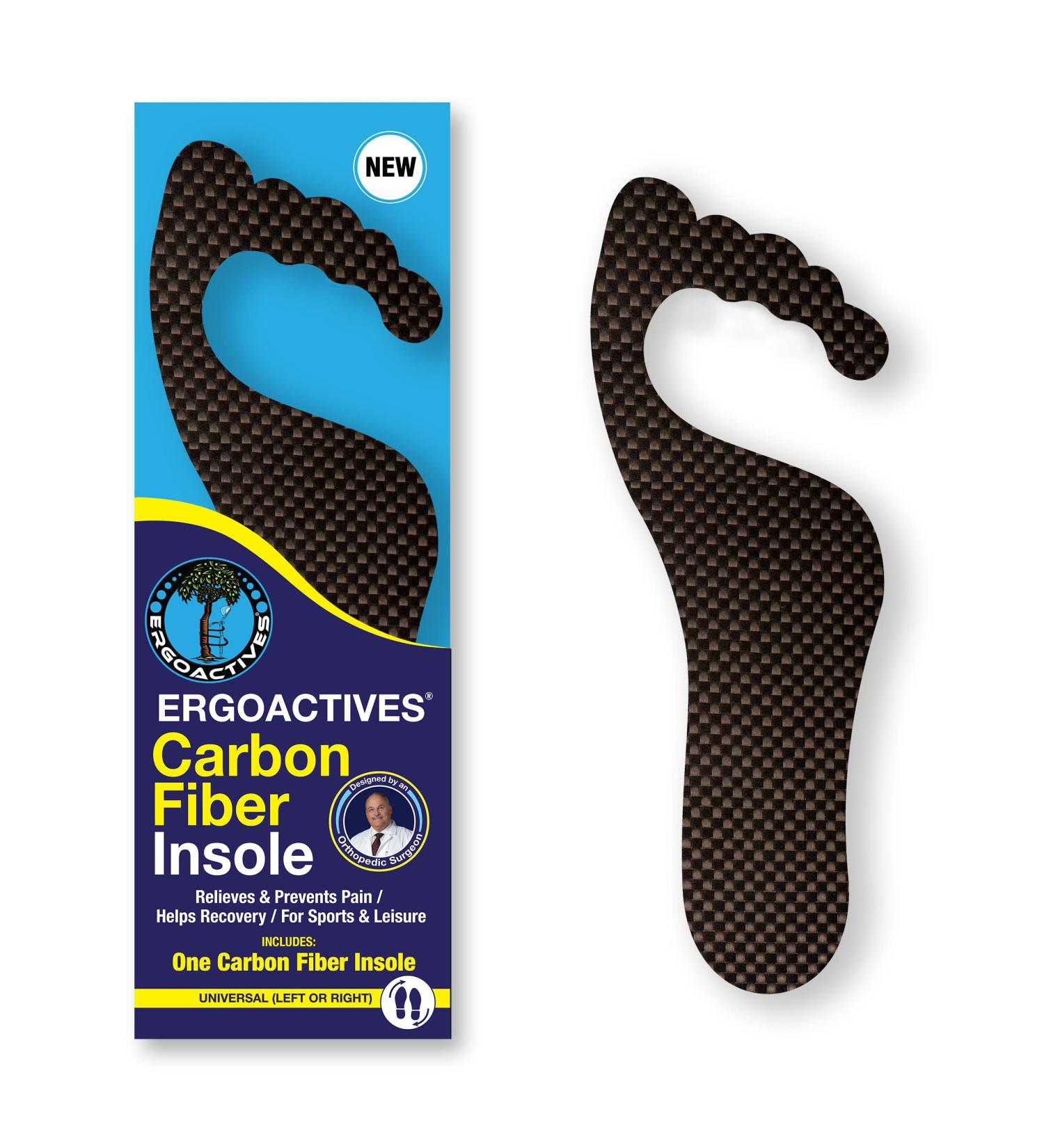 Ergoactives Carbon Fiber Insole for Men and Women - Sizes M 9-12 W 7-9 - Alleviates Morton's Neuromas, Plantar Fasciitis & More - Rigid Shoe Insert (1 unit) - Womens 9 - Buy Online on GoSupps.com