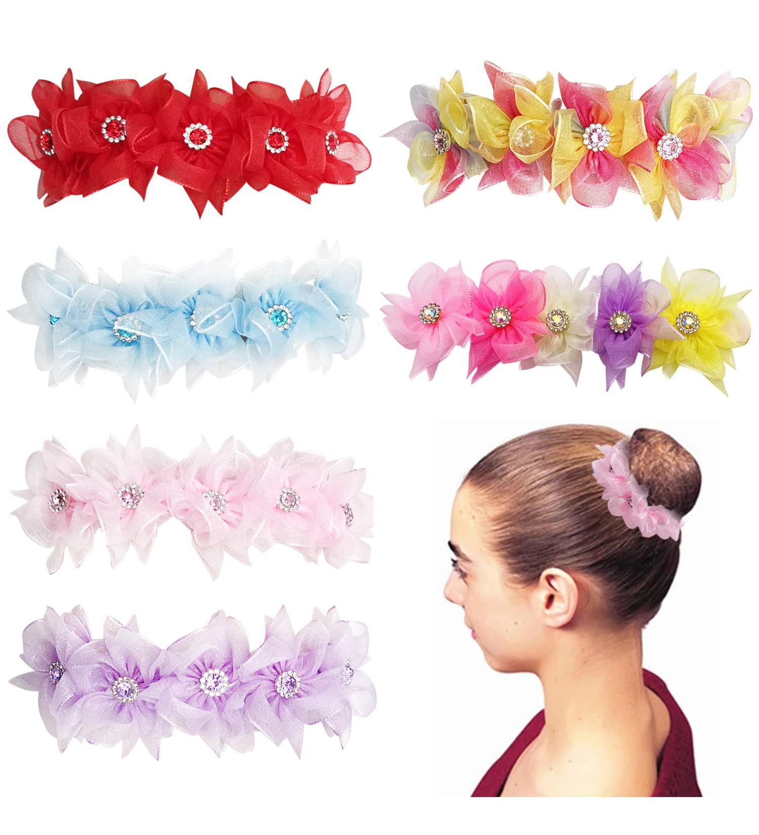 Pai Sence Ballet Bun Wrap Organza Flowers 6pcs/Pack for Girls and Women - Perfect Hair Accessories for Competitions, Weddings, and Parties! - Buy Online on GoSupps.com