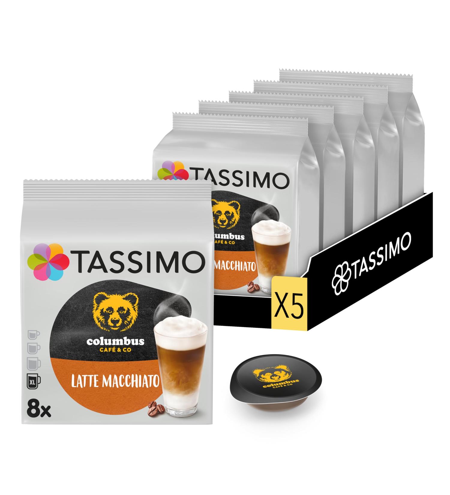 Tassimo 40 Columbus Latte Macchiato Pods Compatible with TASSIMO machines 40 Latte Macchiato Milk Coffees 5 packs of 8 pods - Buy Online on GoSupps.com