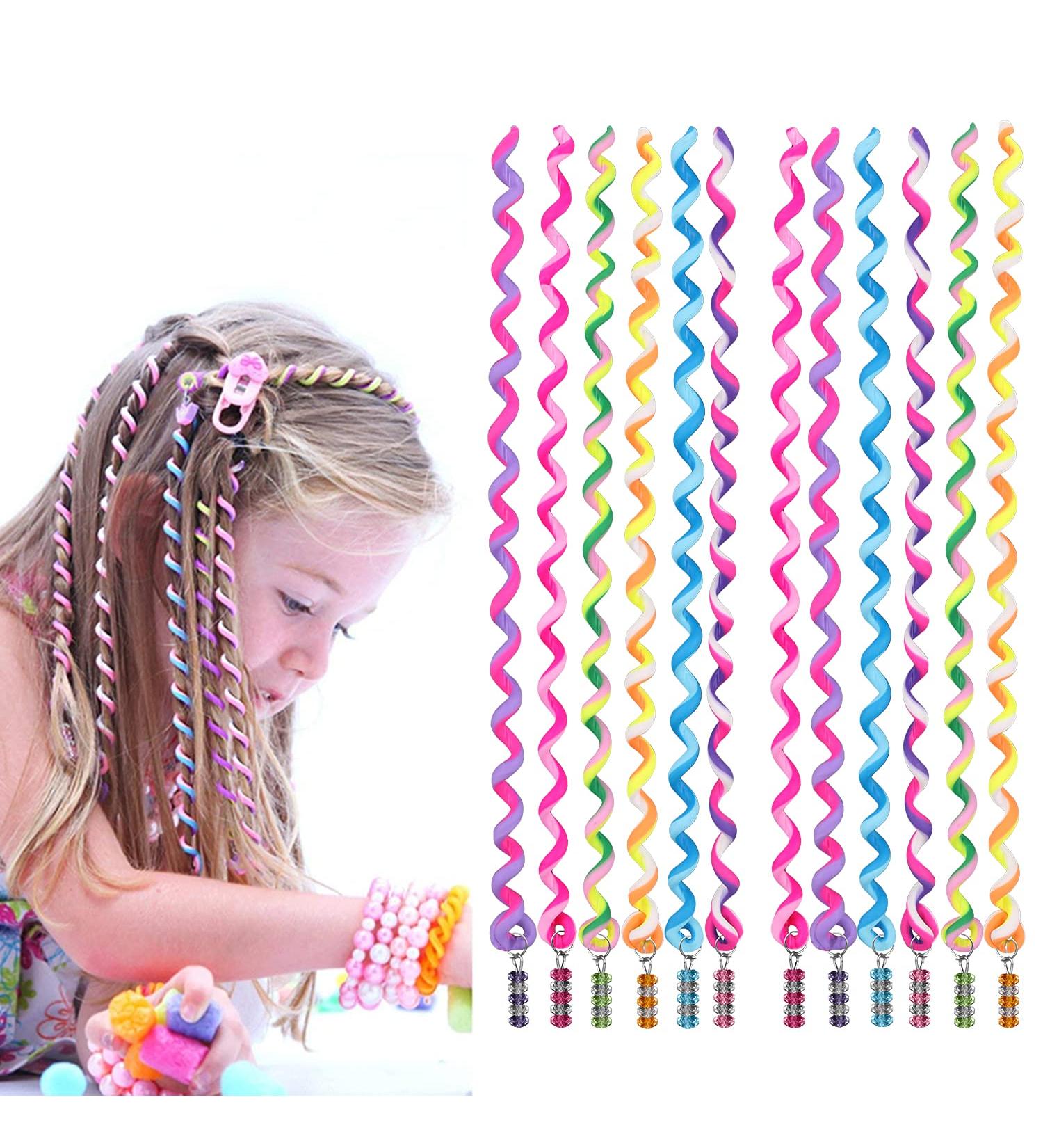 Manuqia Colorful Braided Rubber Hair Twister Clips - 12 PCS | Hair Styling Accessories for Girls & Women | Elastic Hair Rope | Cute Hairband for Kids - Buy Online on GoSupps.com