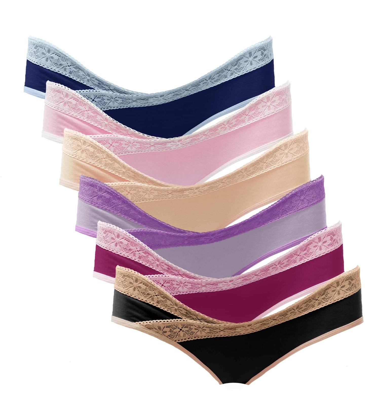 Intimate Portal Maternity Knickers 6-Pack | Pregnancy Postpartum Underwear | Cotton Bikini Pants with Lace Detail - Buy Online on GoSupps.com