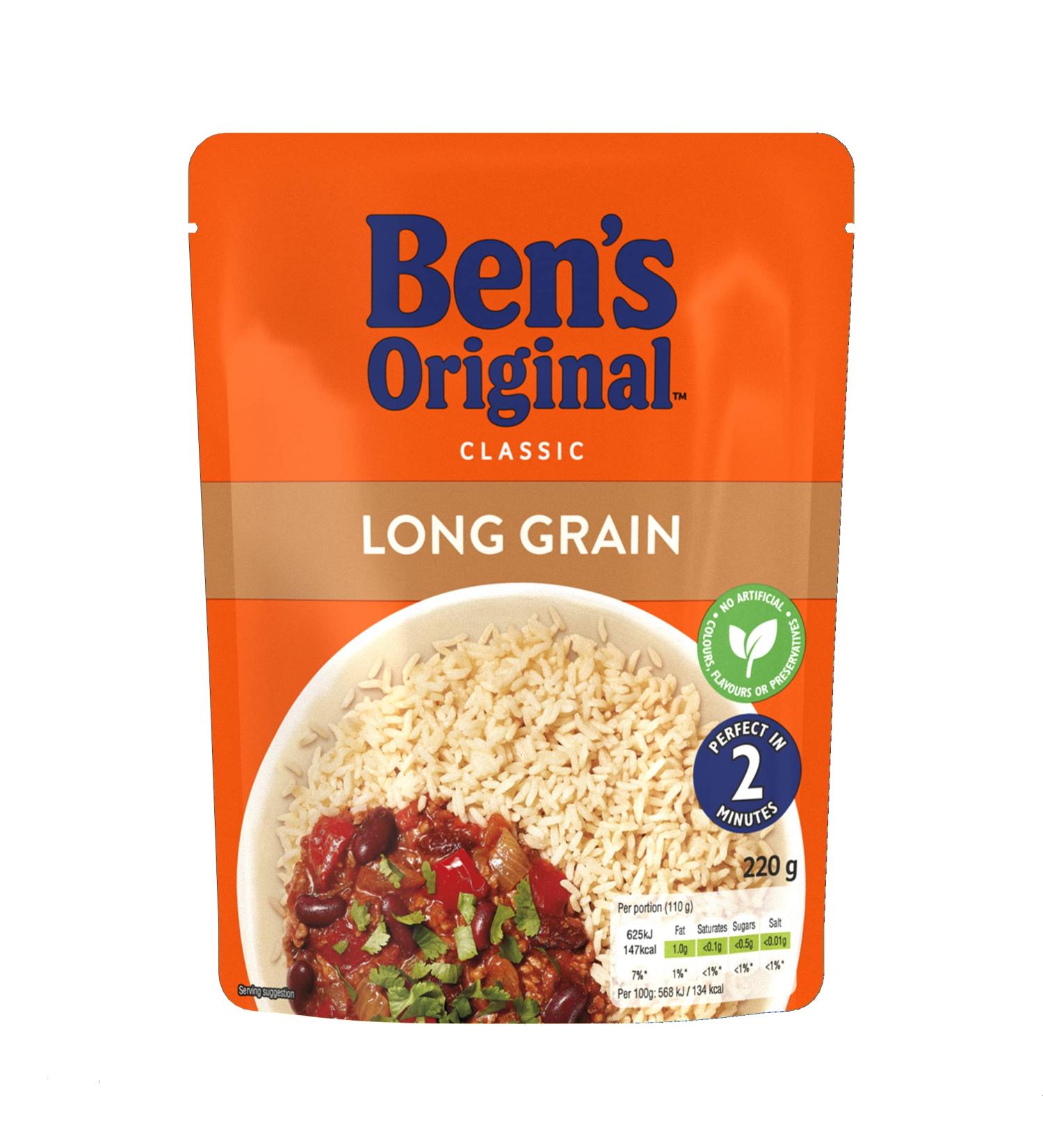 Ben's Original Long Grain Microwave Rice 220g - Quick and Convenient Meal Solution - Buy Online on GoSupps.com