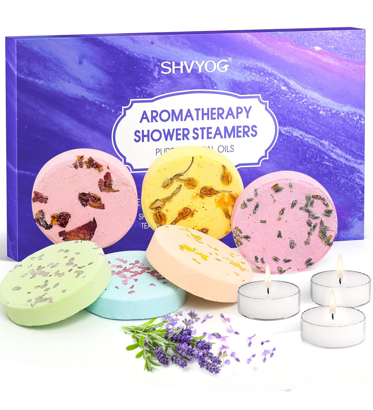 6-Piece Essential Oil Shower Steamers & Tea Candle Bath Bombs Set for Women | Pure Essential Oils | Home Spa Gift | Mother's Day Idea - Buy Online on GoSupps.com